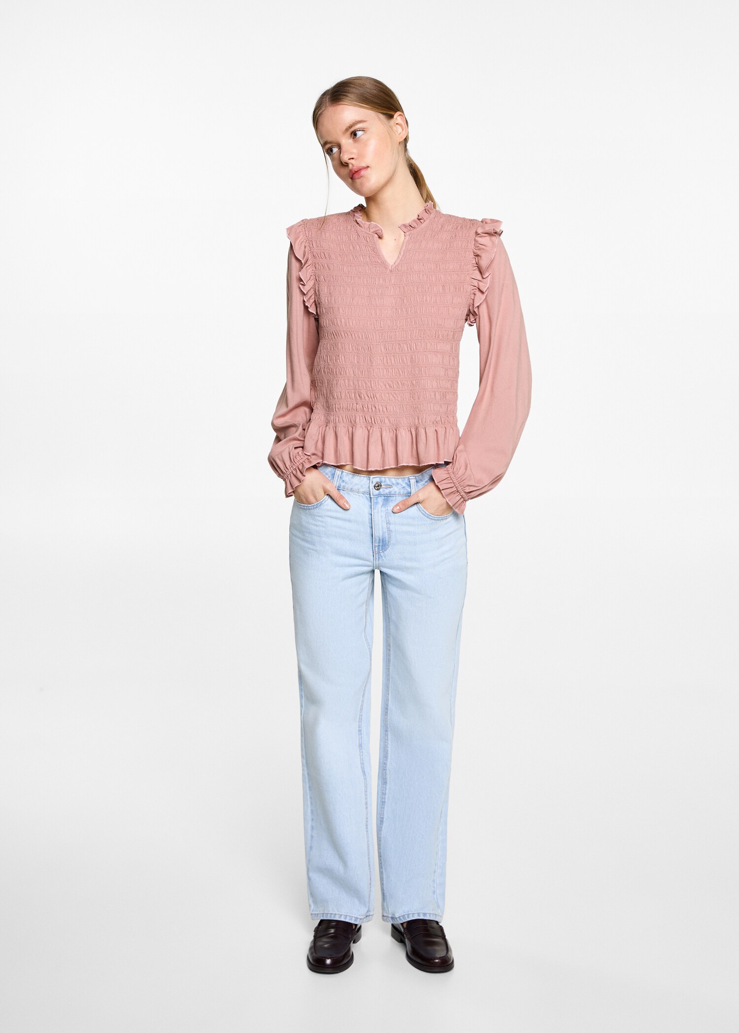 Ruched blouse with ruffles - General plane