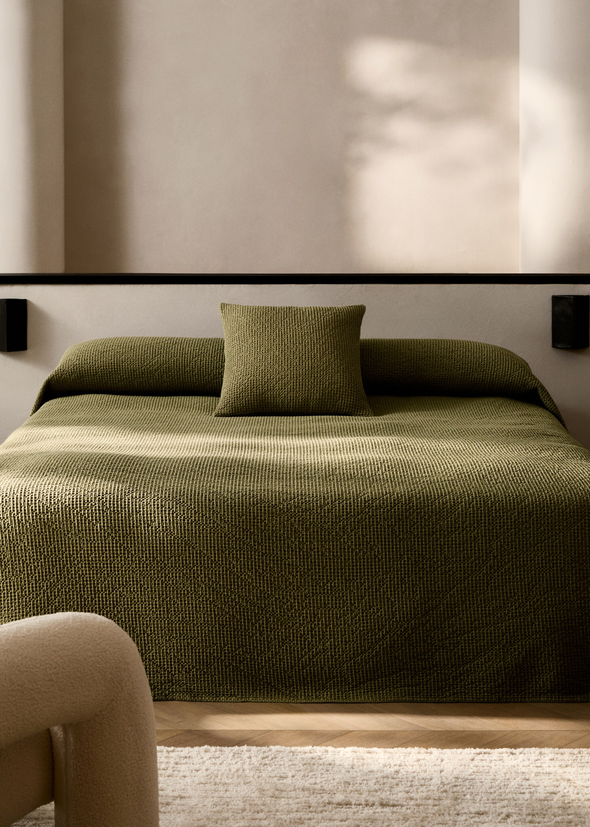 Cotton waffle garment-dyed bedspread for 180/200 cm bed - General plane