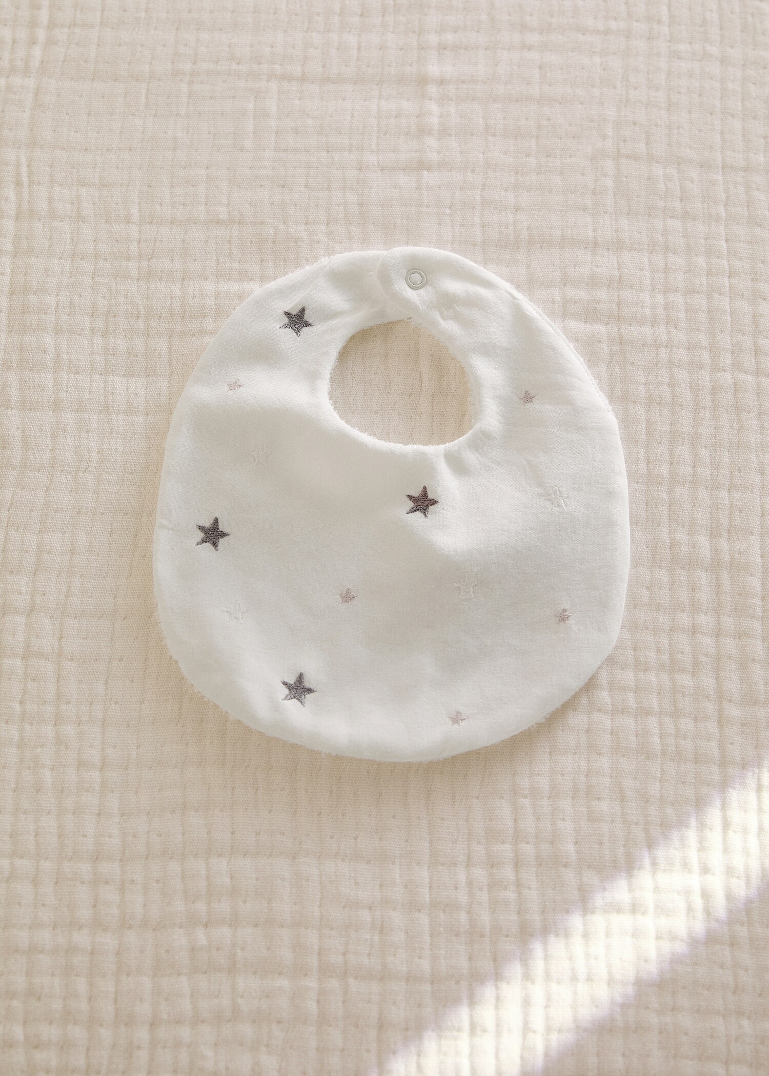 Embroidered terry bib with stars - General plane