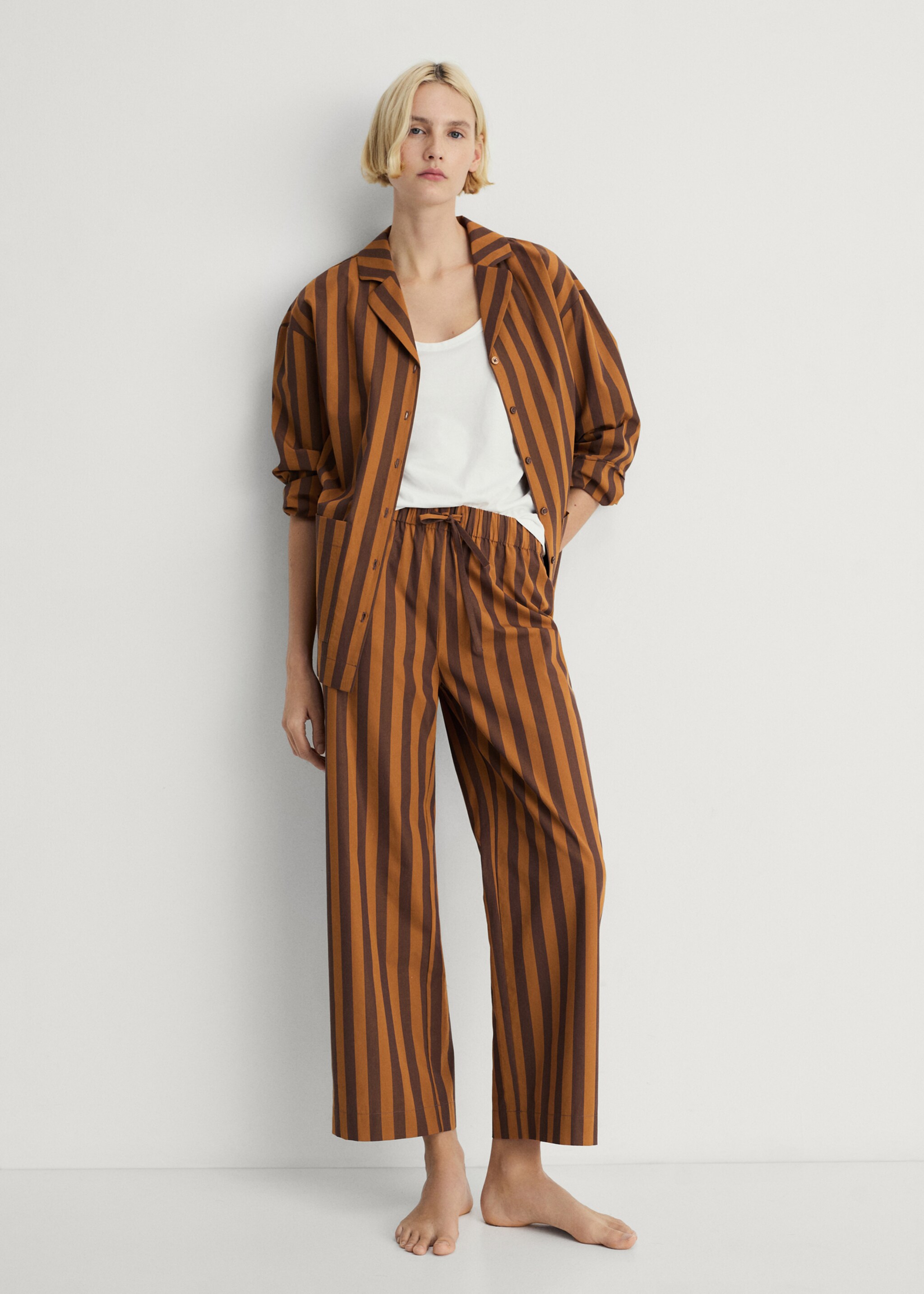 Pantalon à rayures tissées bicolores - Plan général