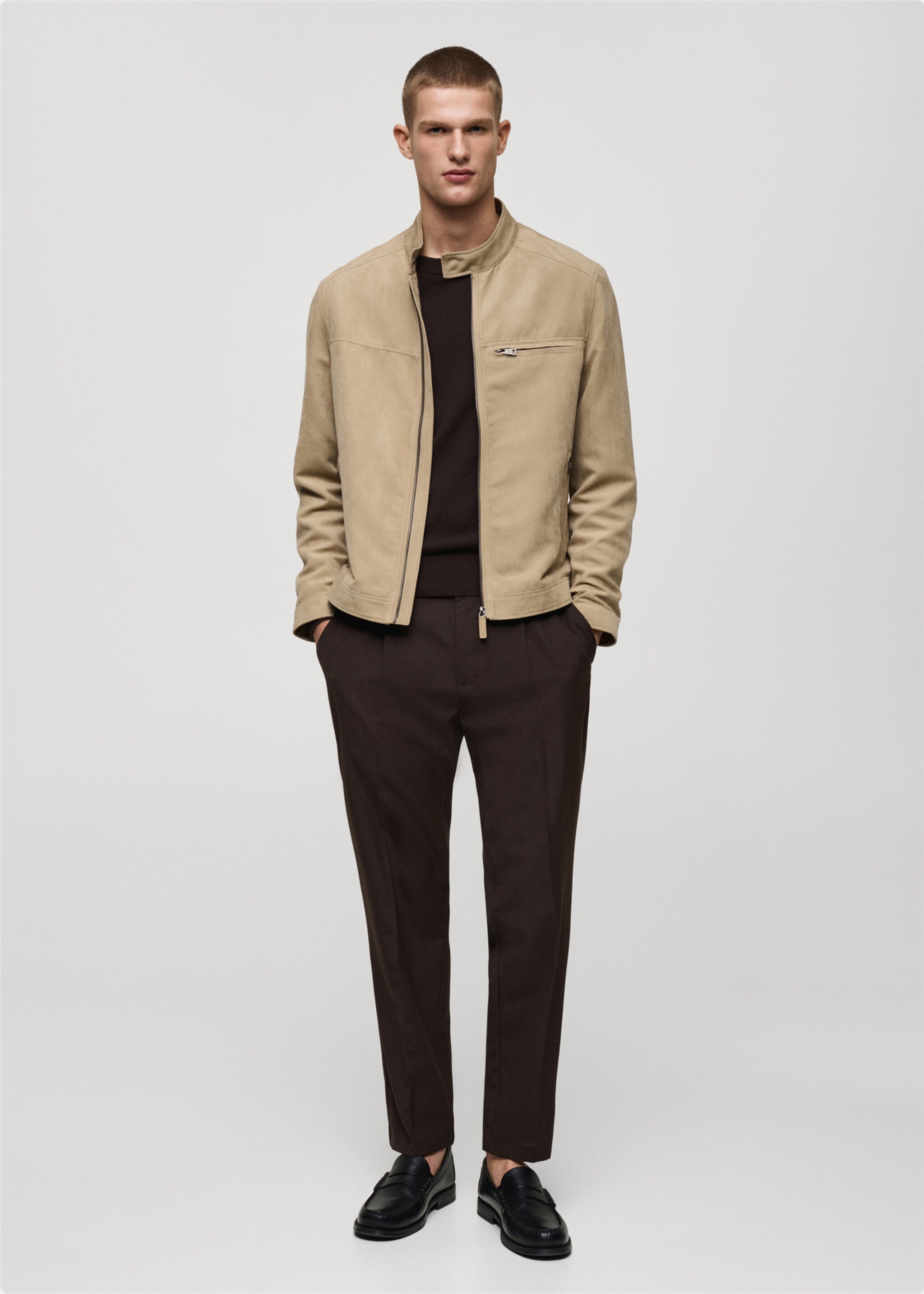 Suede-effect biker jacket - General plane