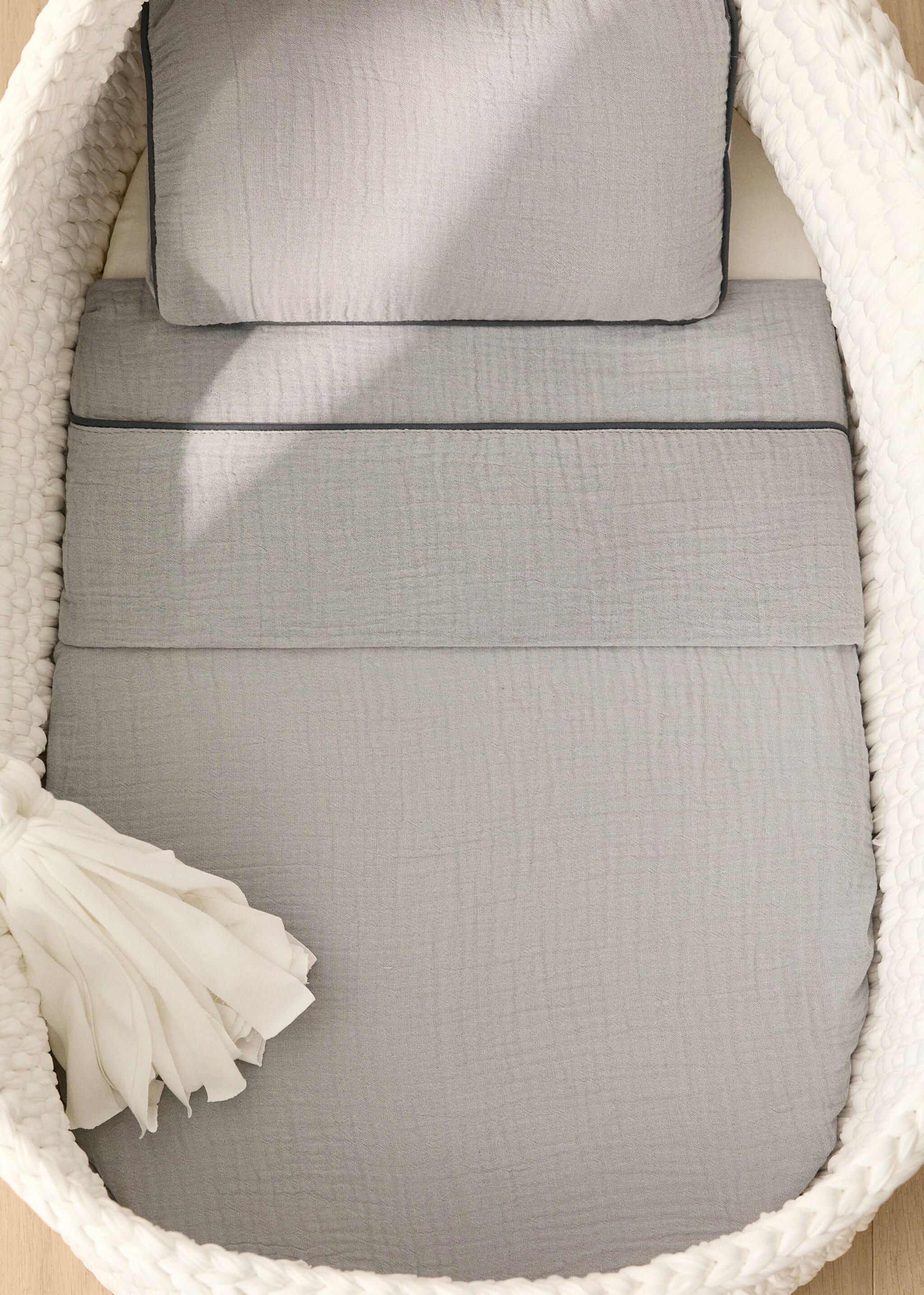 Set aus Bettwäsche und Kissen für Minibett aus Baumwollgaze - Allgemeine Ansicht