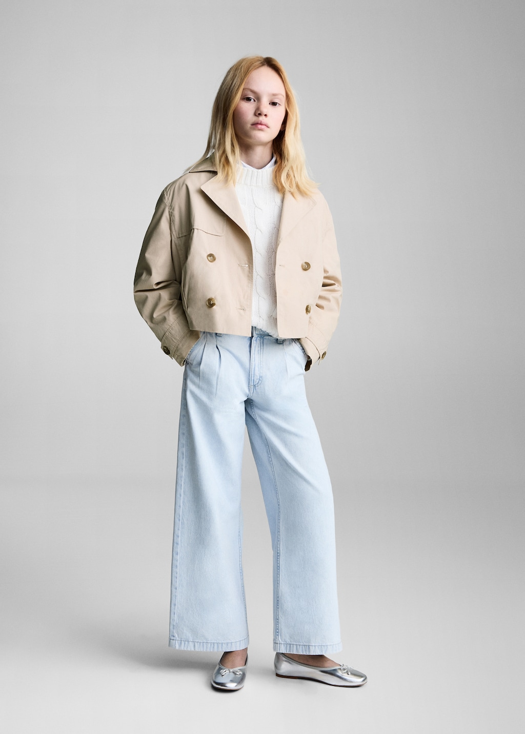 Double-breasted cropped jacket - Kids | MANGO Canada