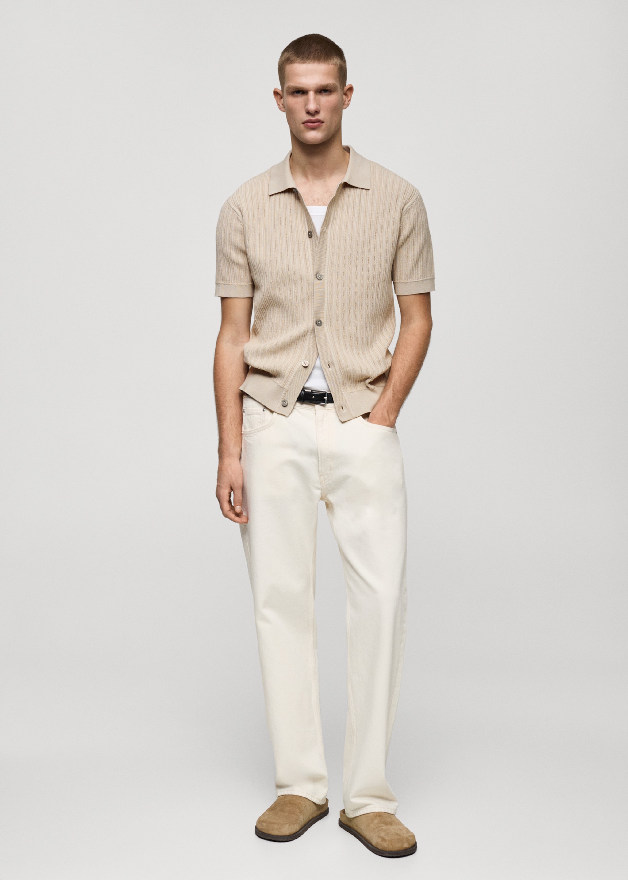 Cotton structued polo shirt with buttons - General plane