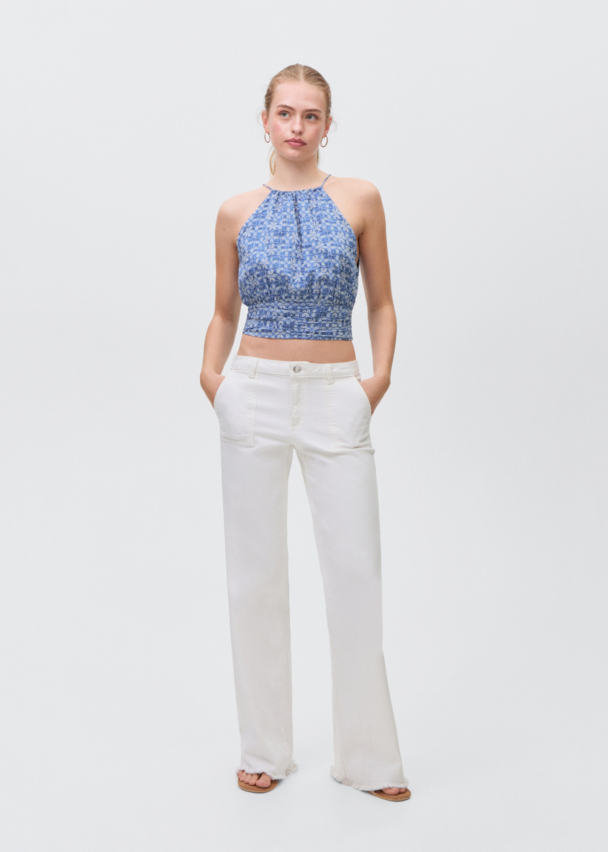 Crop top imprimé emmanchures américaines - Plan général