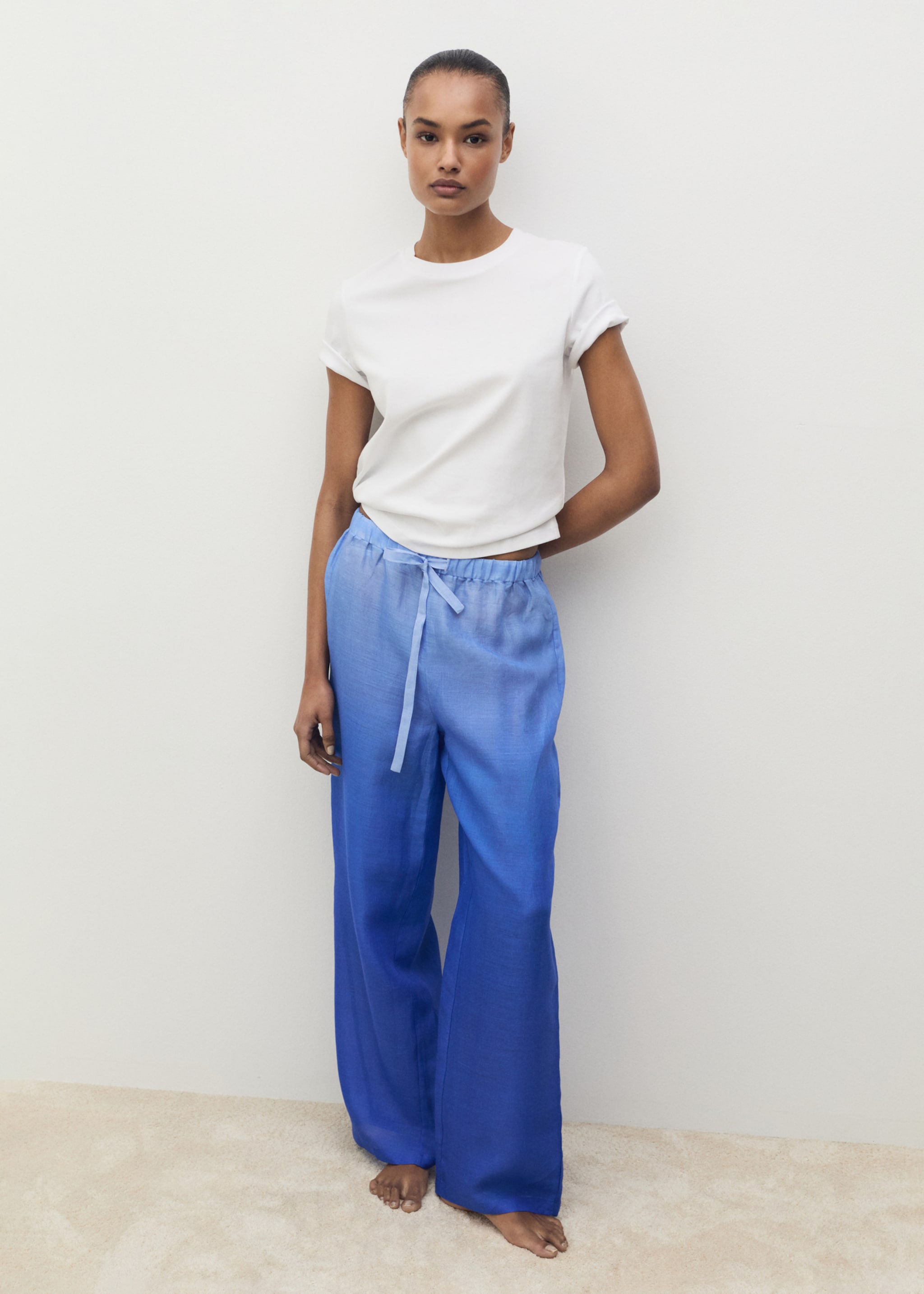 Ramie trousers with degraded effect - General plane
