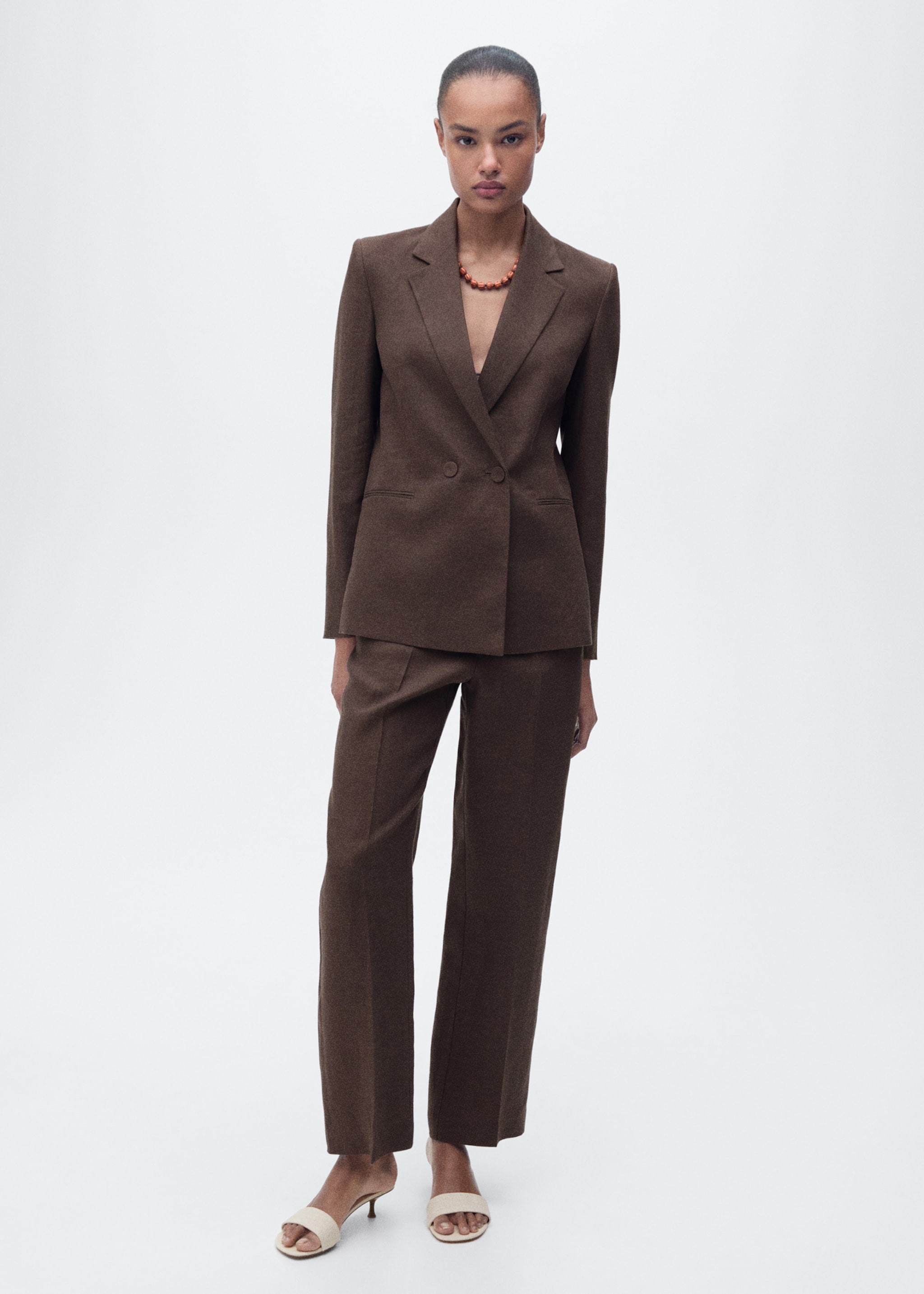 Straight-fit linen suit trousers - General plane