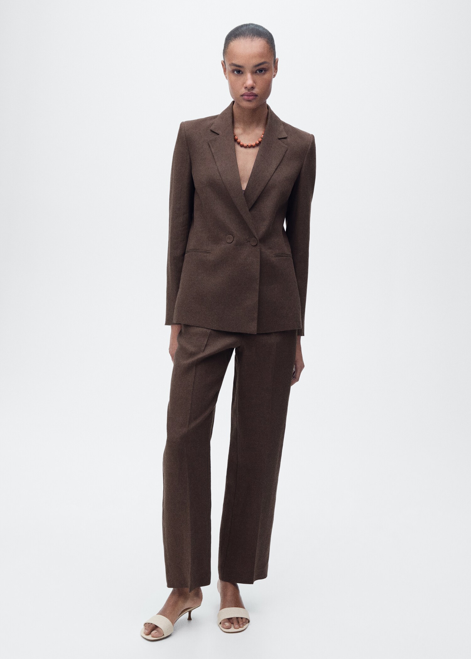 Straight-fit linen suit trousers - General plane