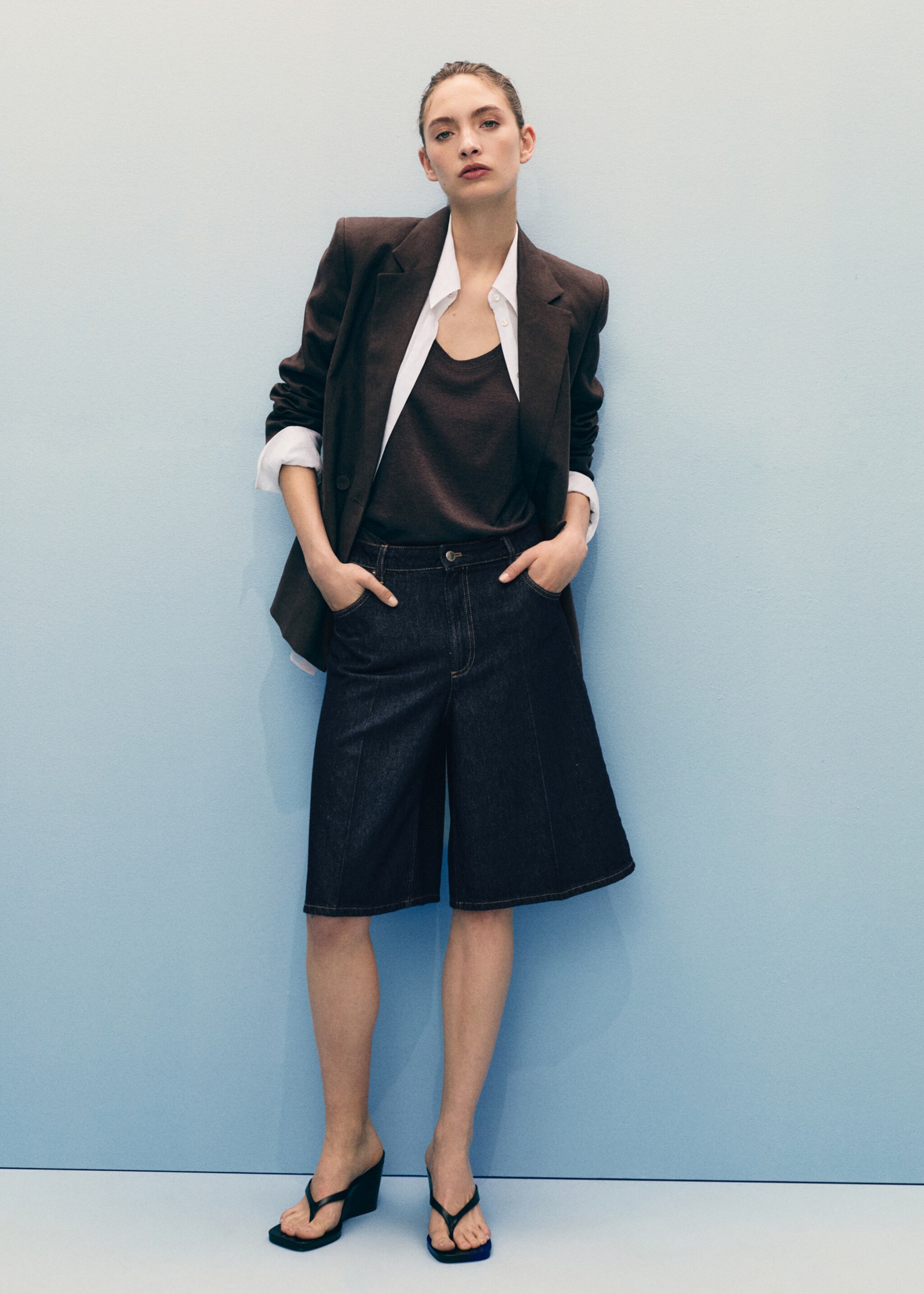 High waisted rinse wash bermuda shorts - General plane