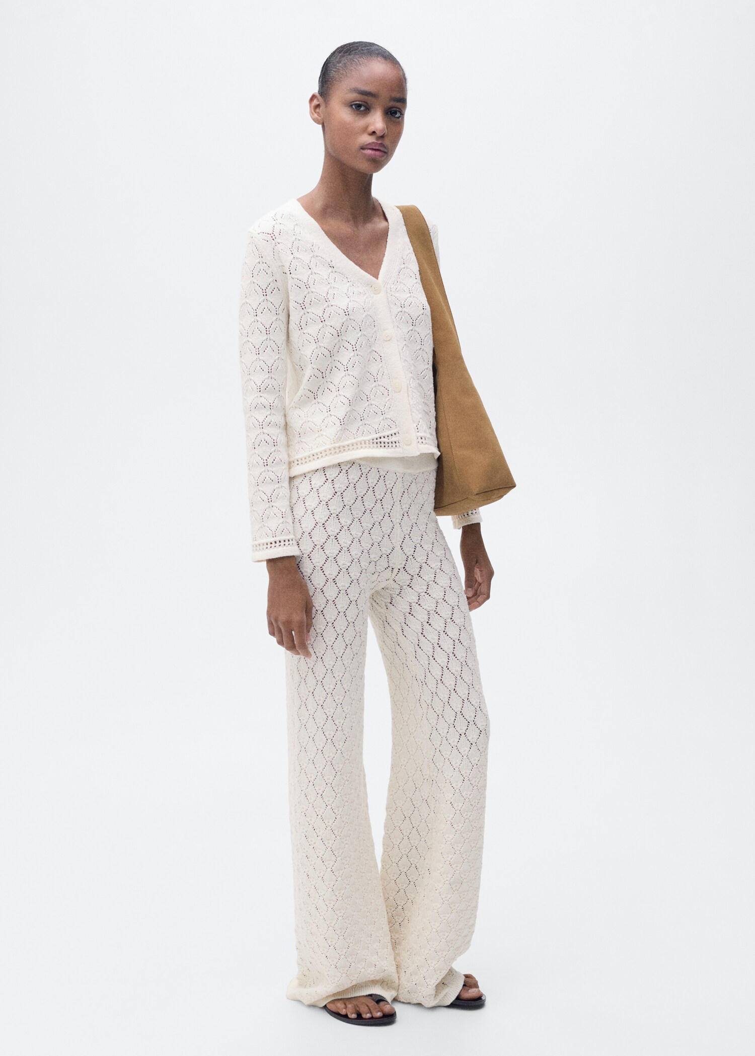 Openwork detail knit cardigan - General plane