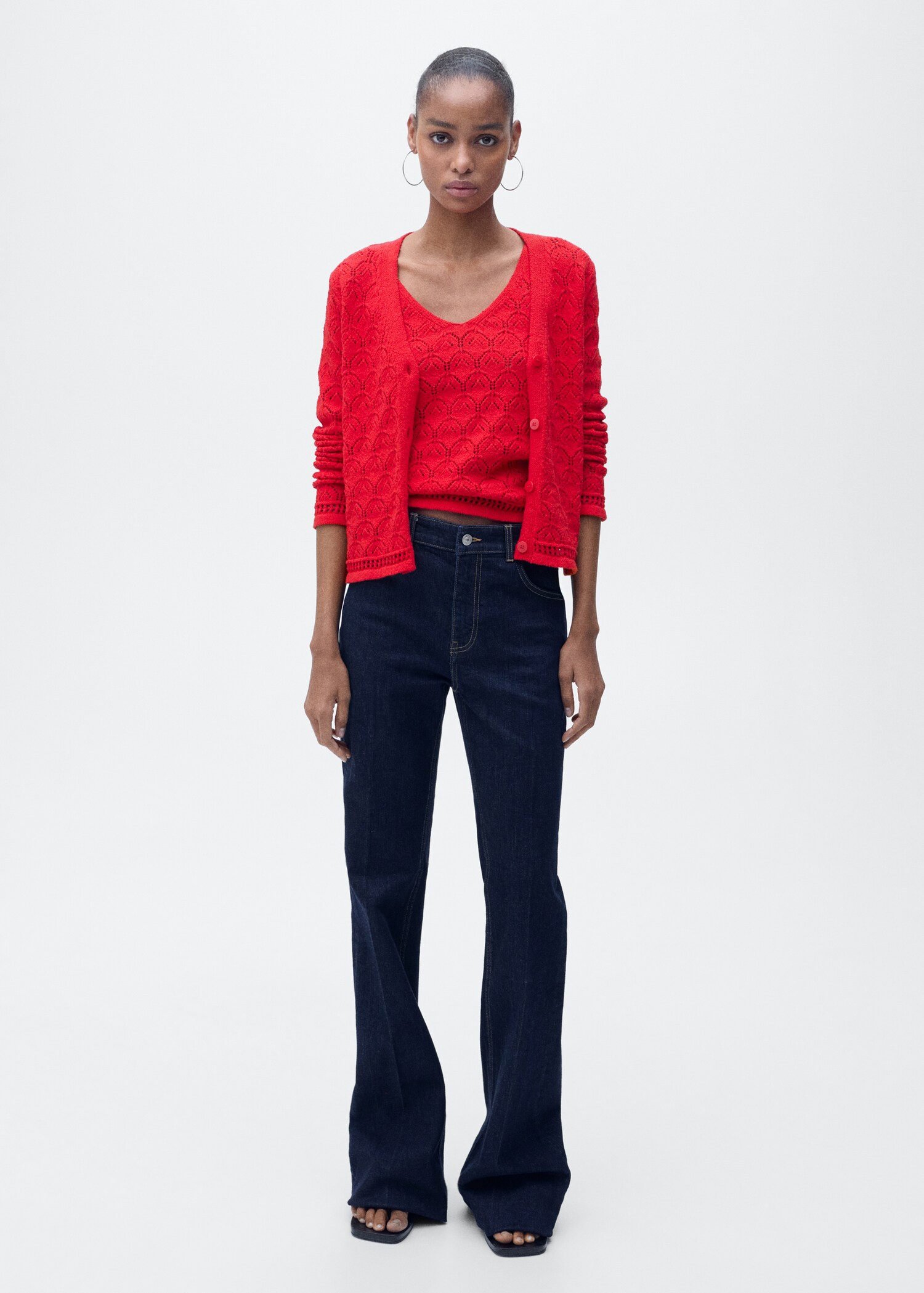 Openwork detail knit cardigan - General plane