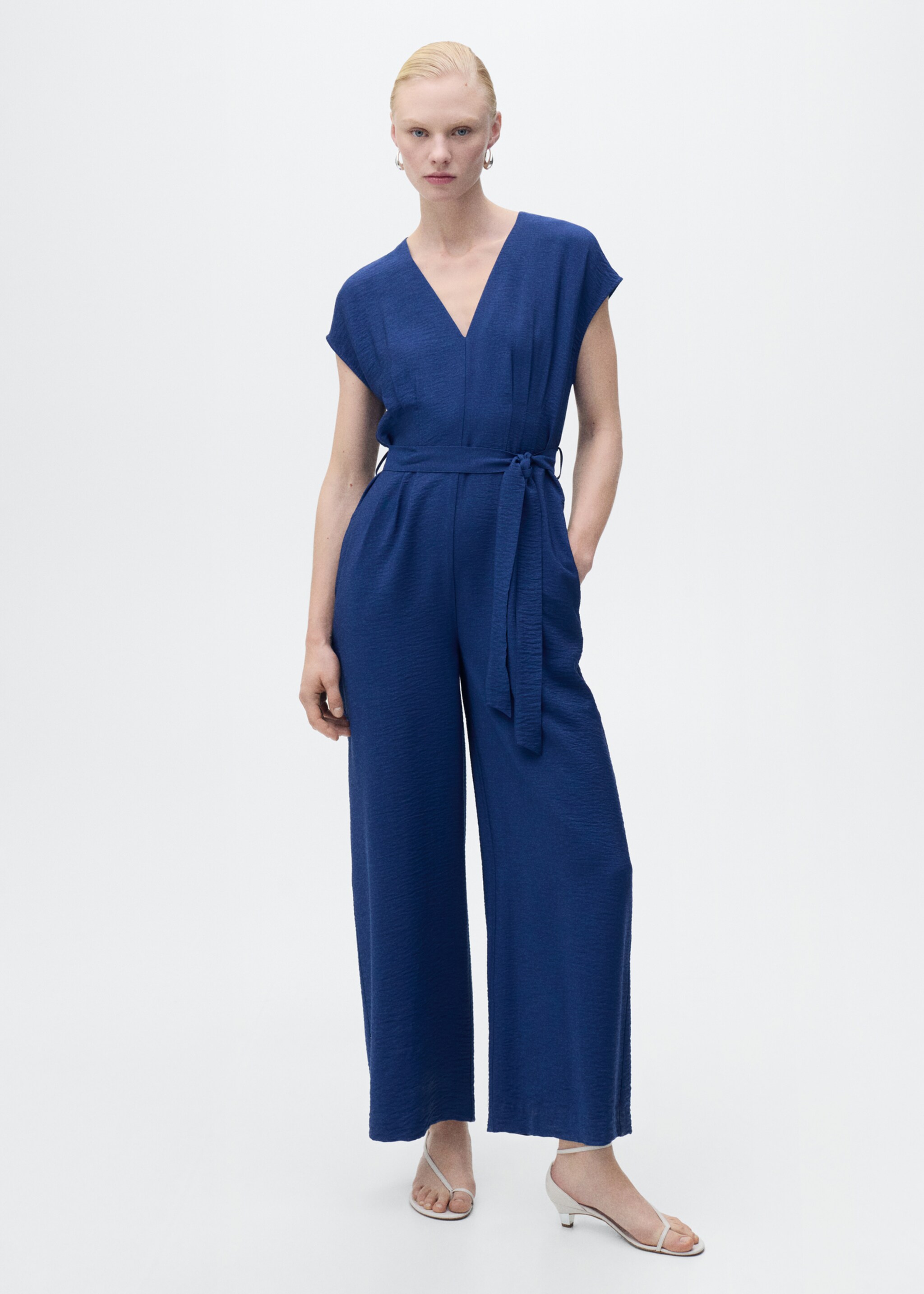 Long cropped jumpsuit with belt - General plane
