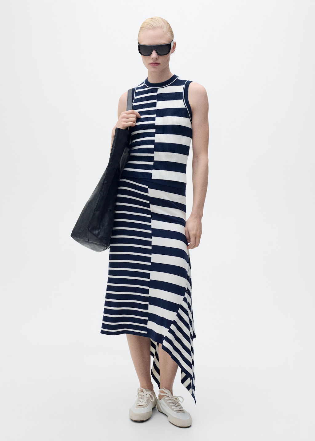 MARITHE ♥ W STRIPE KNIT SKIRT SET-UP /追跡付 Asymmetrical striped knitted skirt - Women | MANGO USA