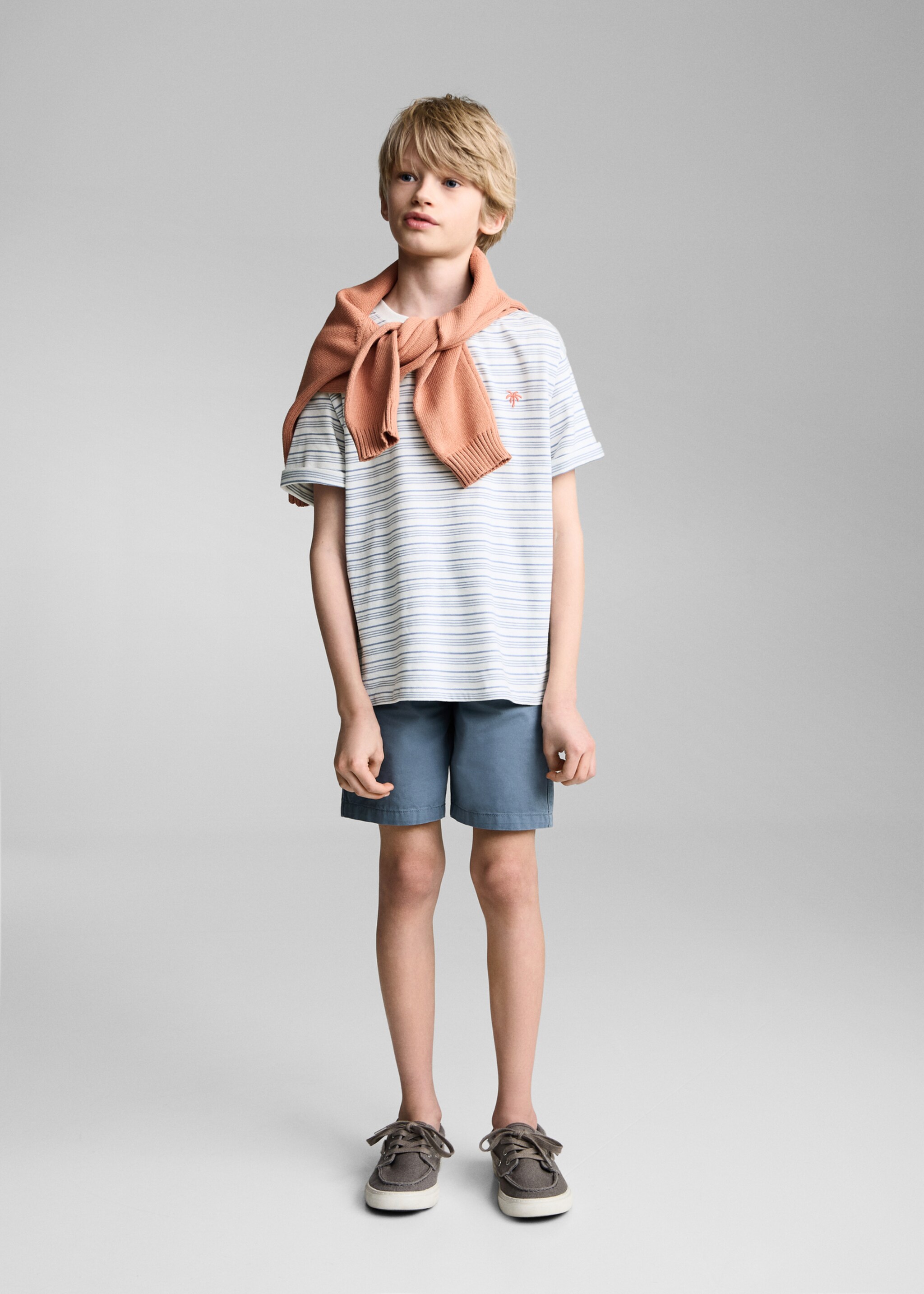 Striped t-shirt with embroidered detail - General plane