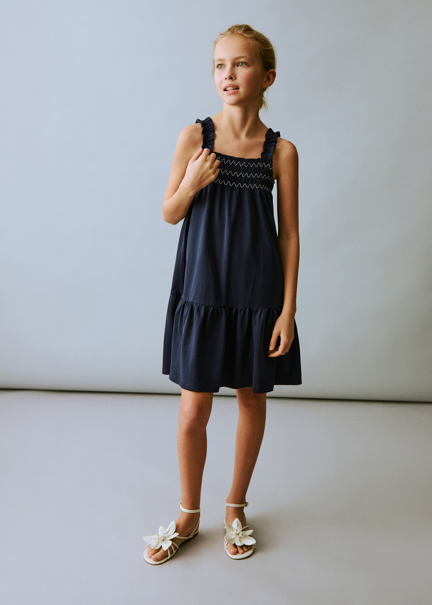 Embroidered flounce dress - General plane