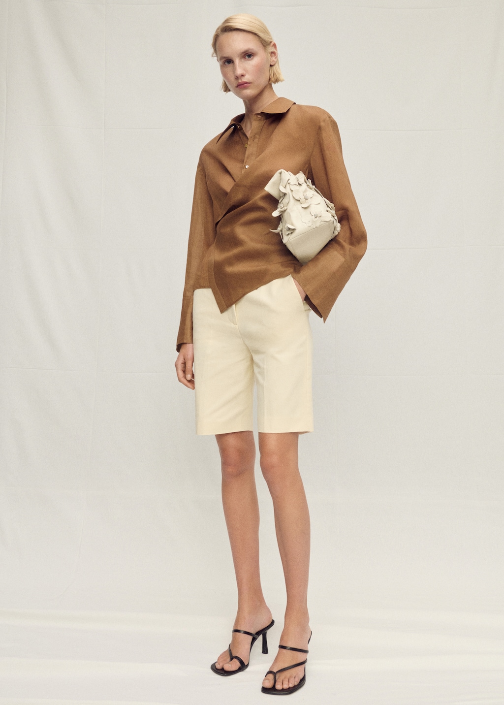 Ramie shirt with asymmetrical closure - Women | MANGO USA Ramie shirt with asymmetrical closure - Women | MANGO USA