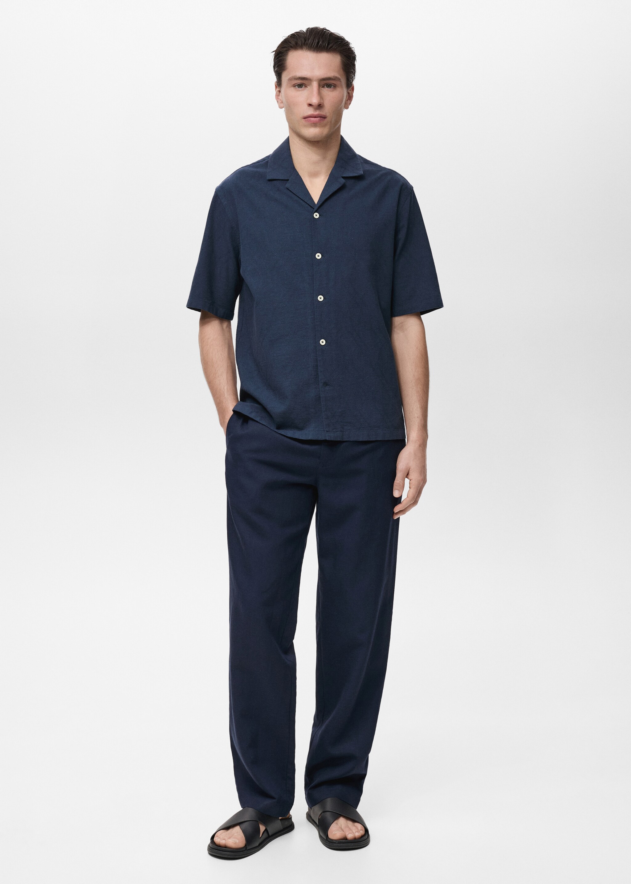Chemise col bowling broderies - Plan général