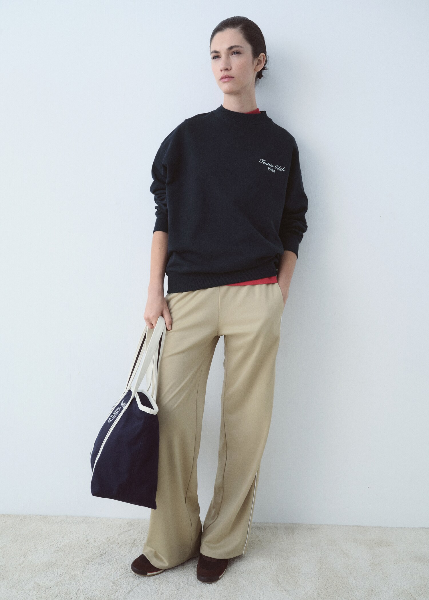 Sudadera oversize mensaje estampado - Plano general