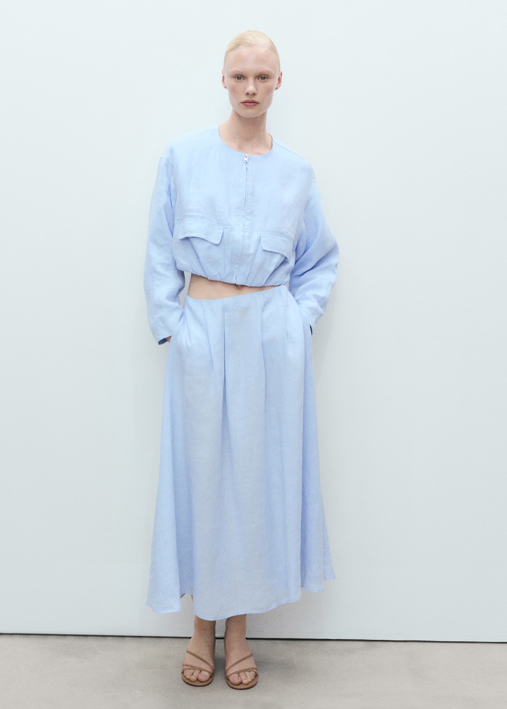 Cropped linen jacket with pockets - Women | MANGO USA Cropped linen jacket with pockets - Women | MANGO USA