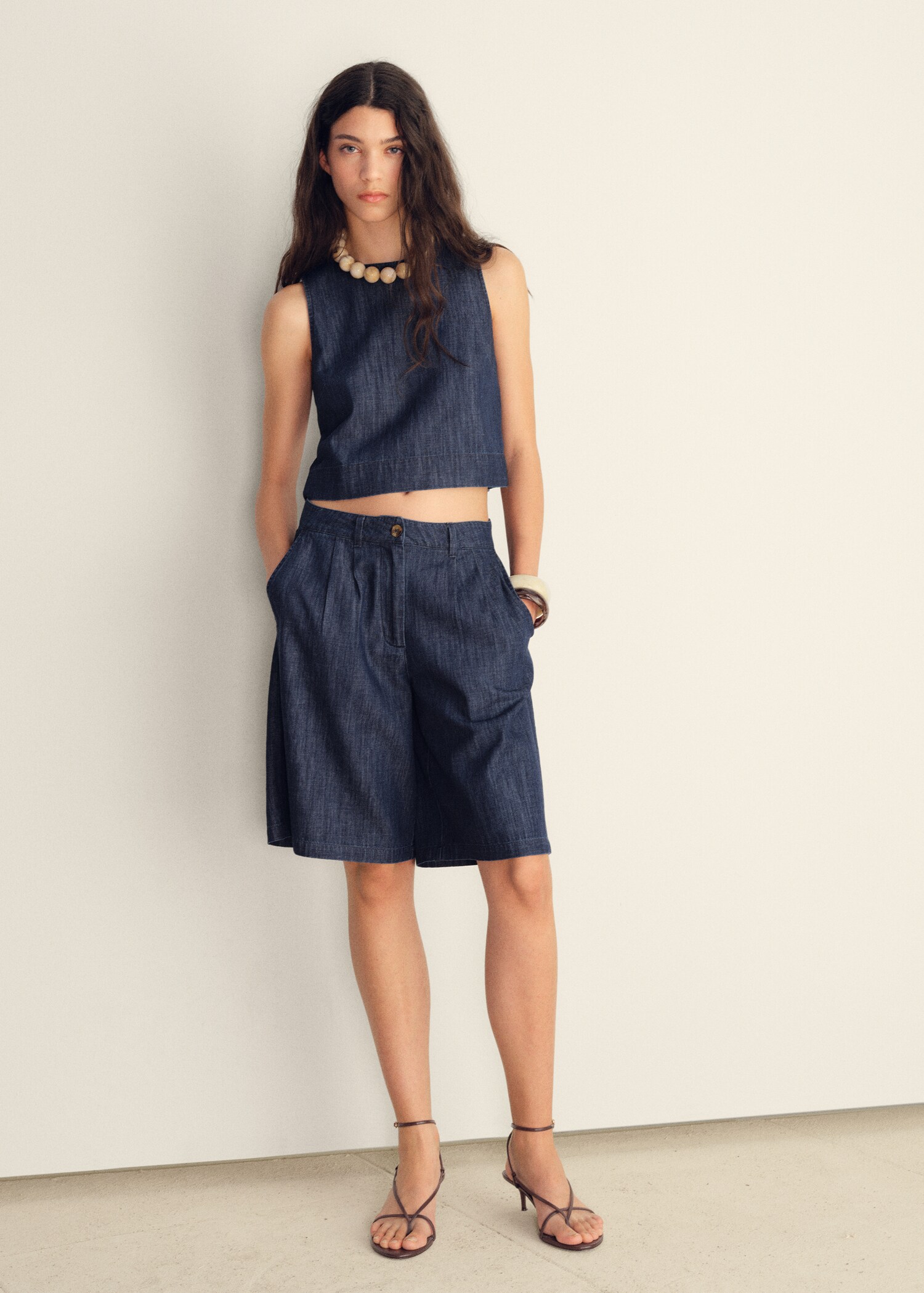 Rinse-wash denim crop top - Overzichtstekening