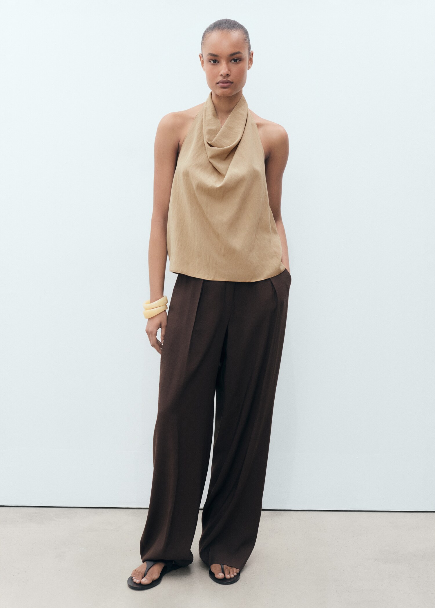 Lyocell top with draped neck - General plane