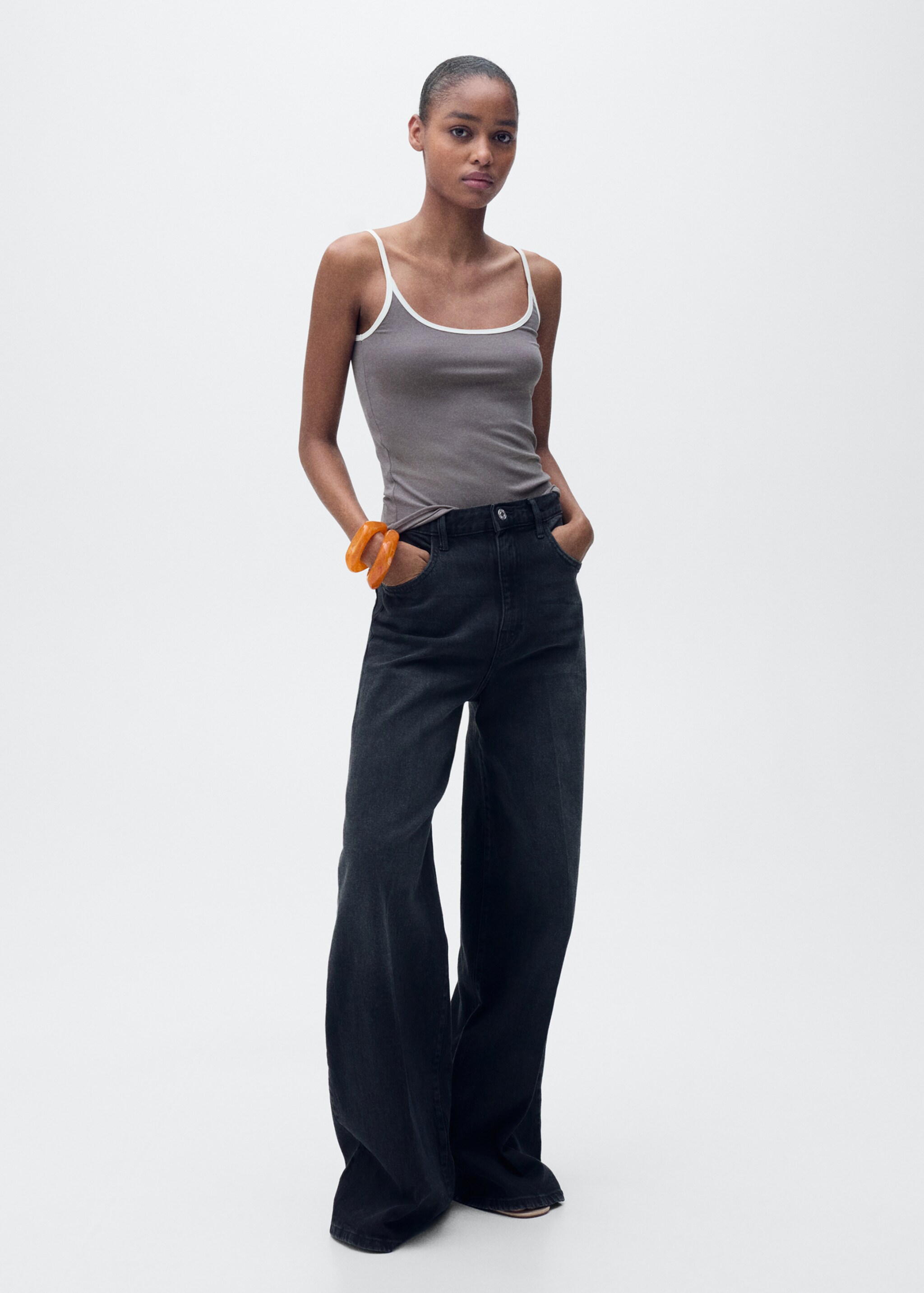 Lyocell top with contrasting trim - General plane