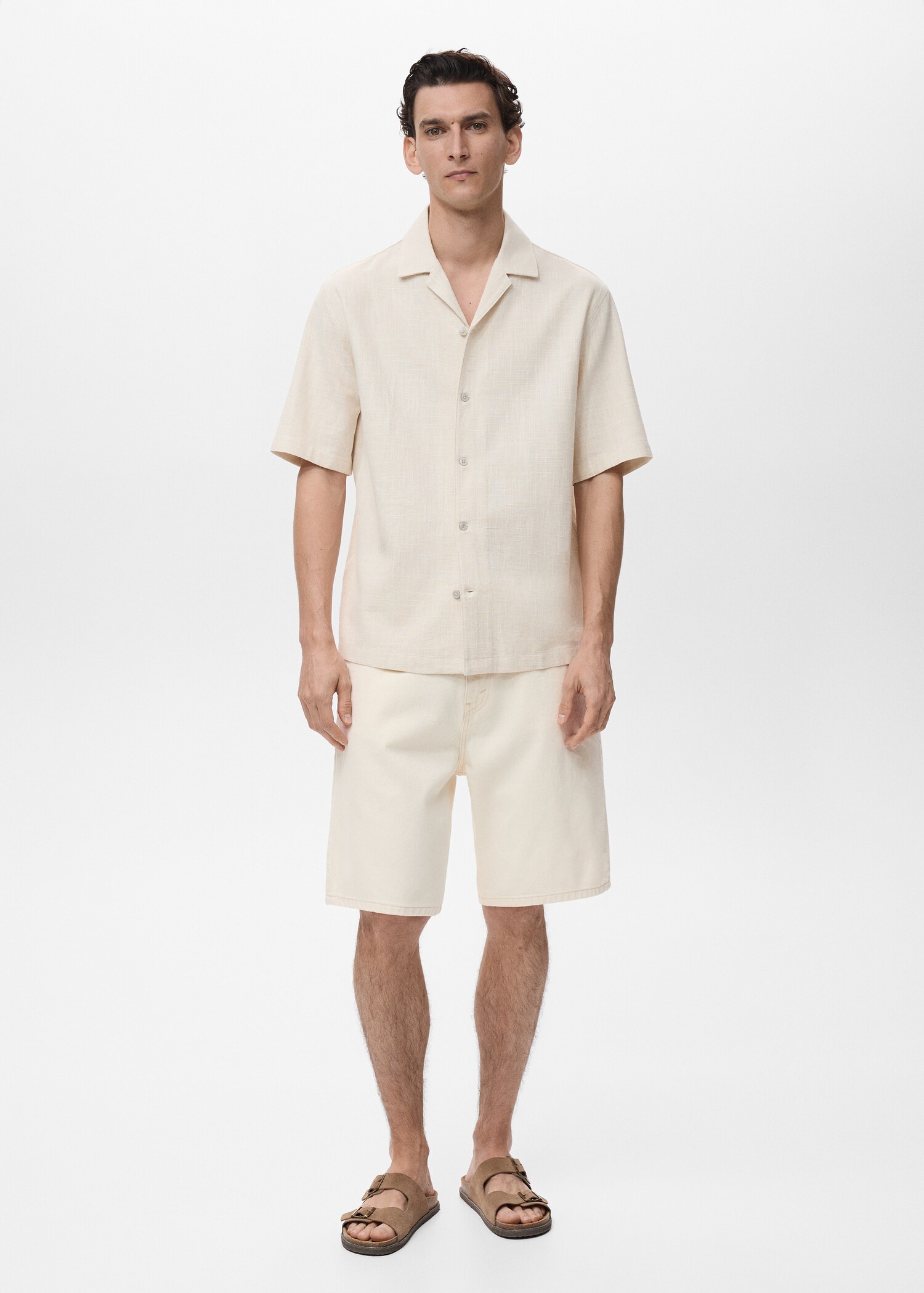 Camisa regular fit algodón lino - Plano general