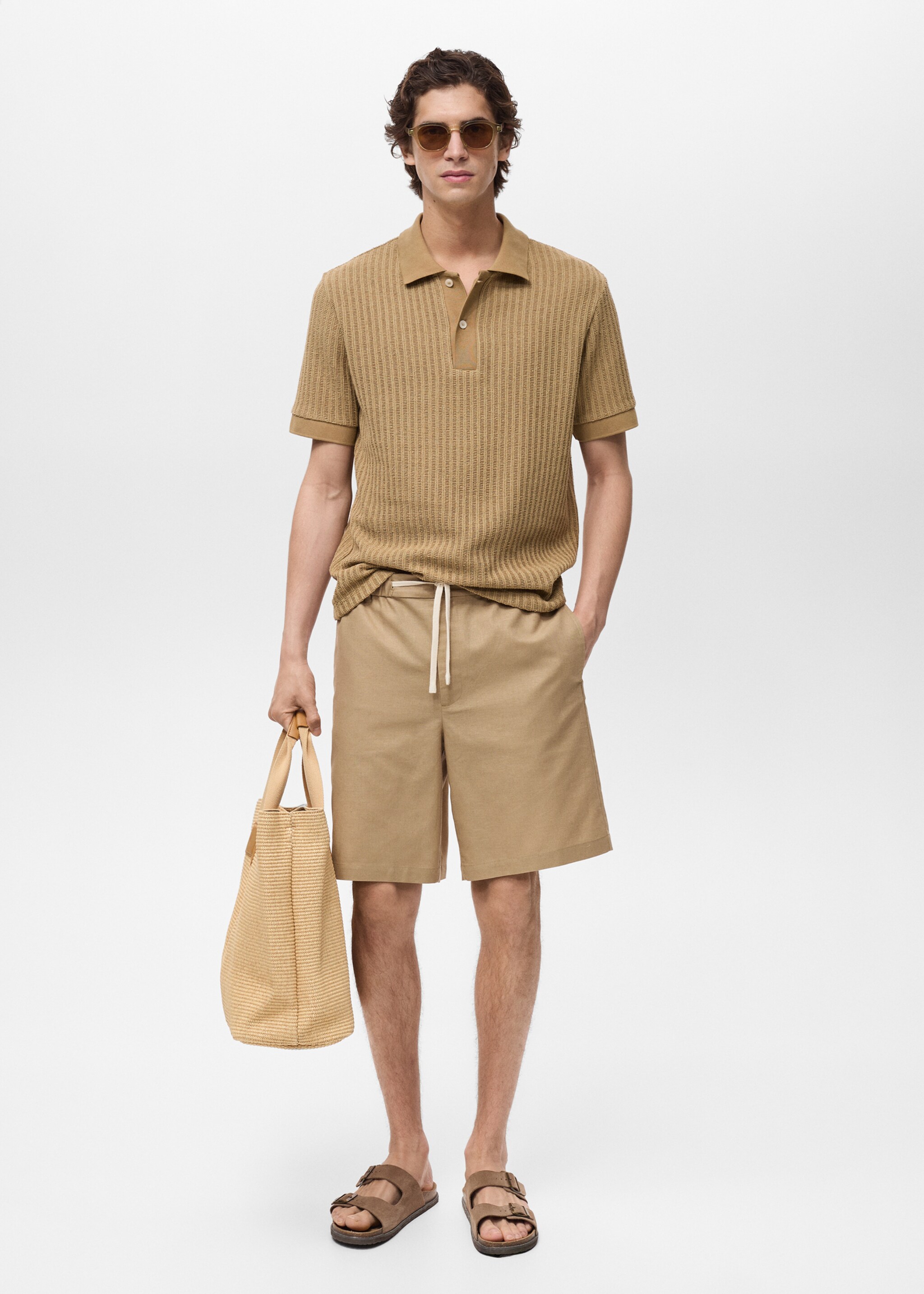Thick rib-knit polo shirt - General plane