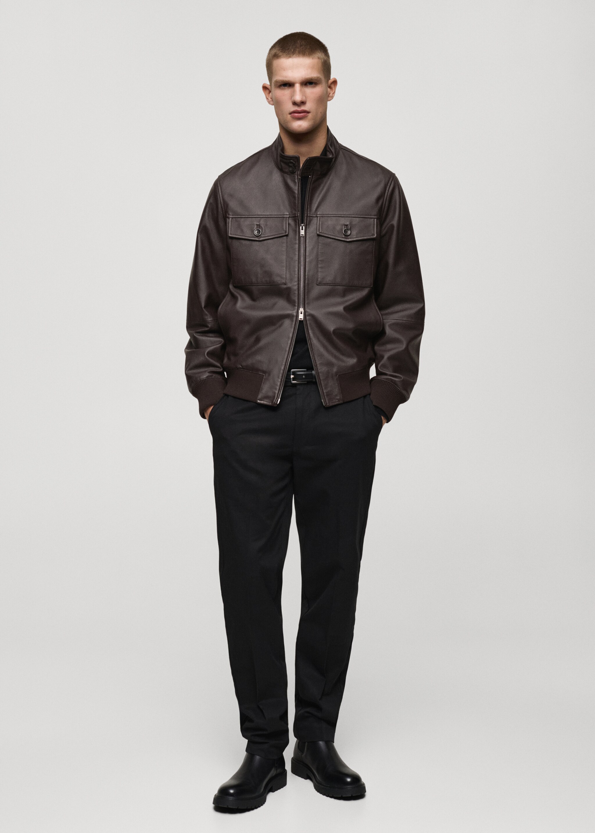 Blouson biker cuir poches - Plan général