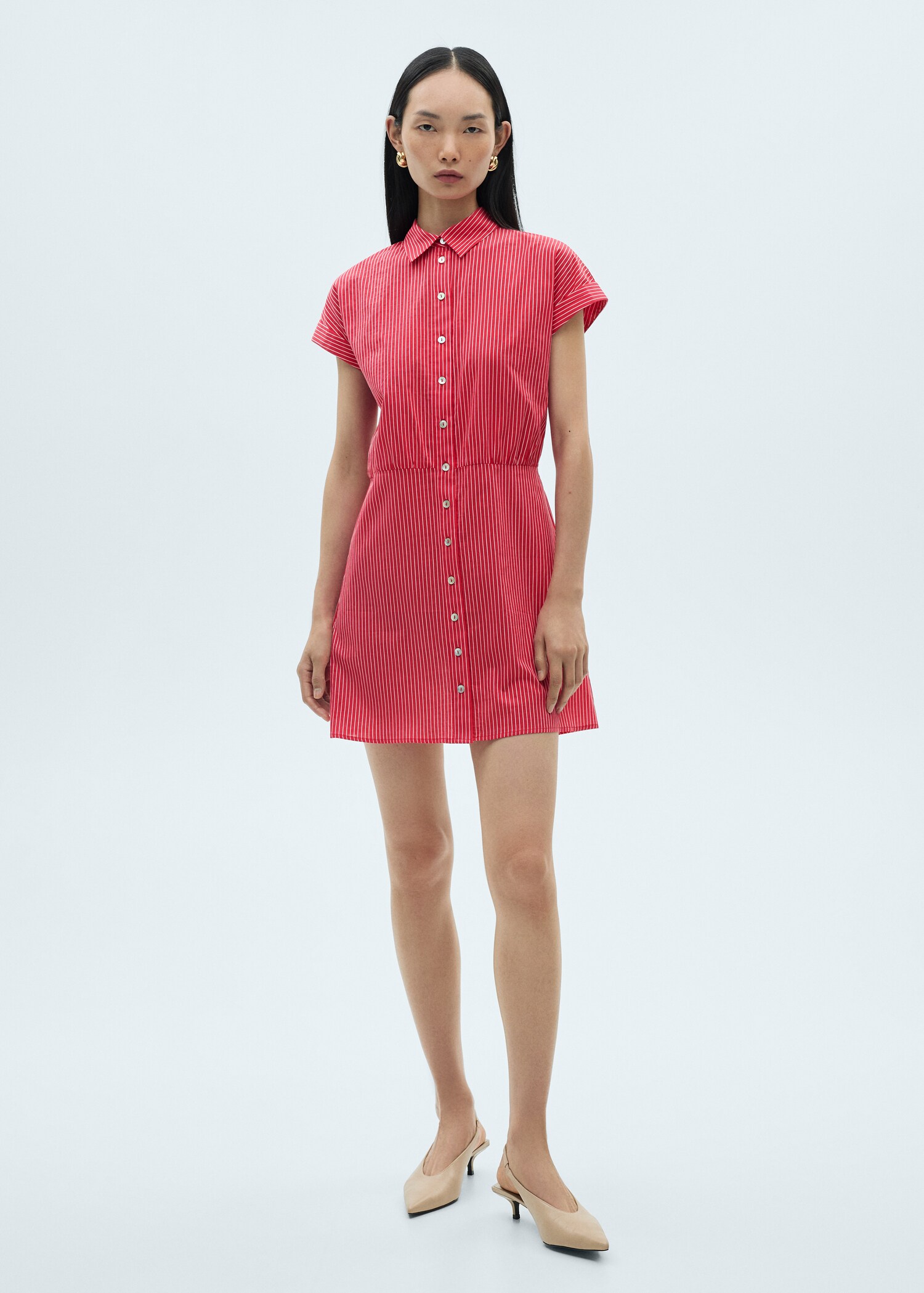 Vestido camisero algodón rayas - Plano general