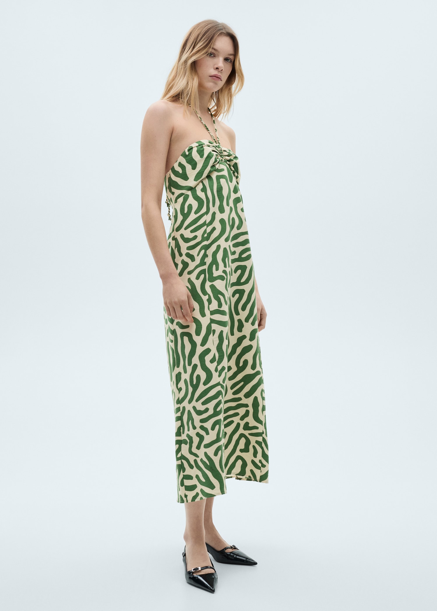 Katoenen jurk met volant Dames MANGO Suriname - Main Image