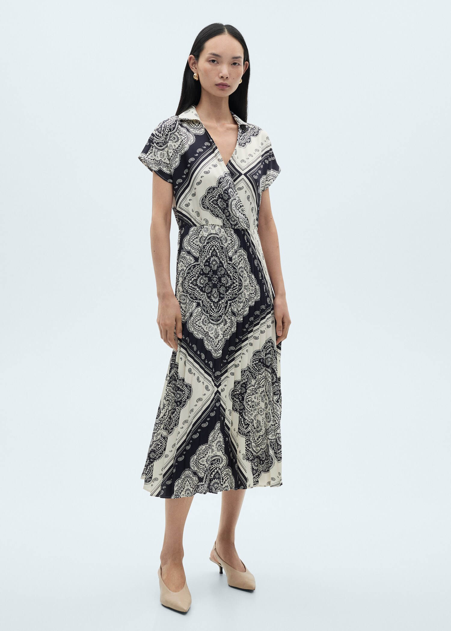 Vestido camisero estampado paisley - Plano general
