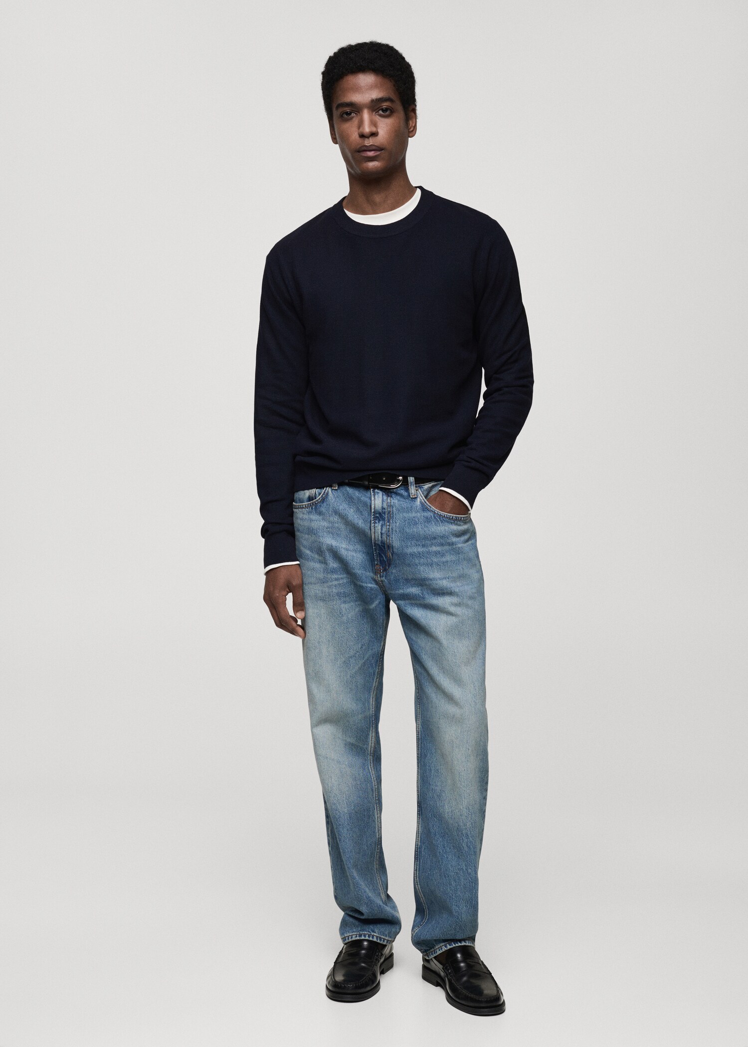 Microstructured cotton knitted sweater - General plane