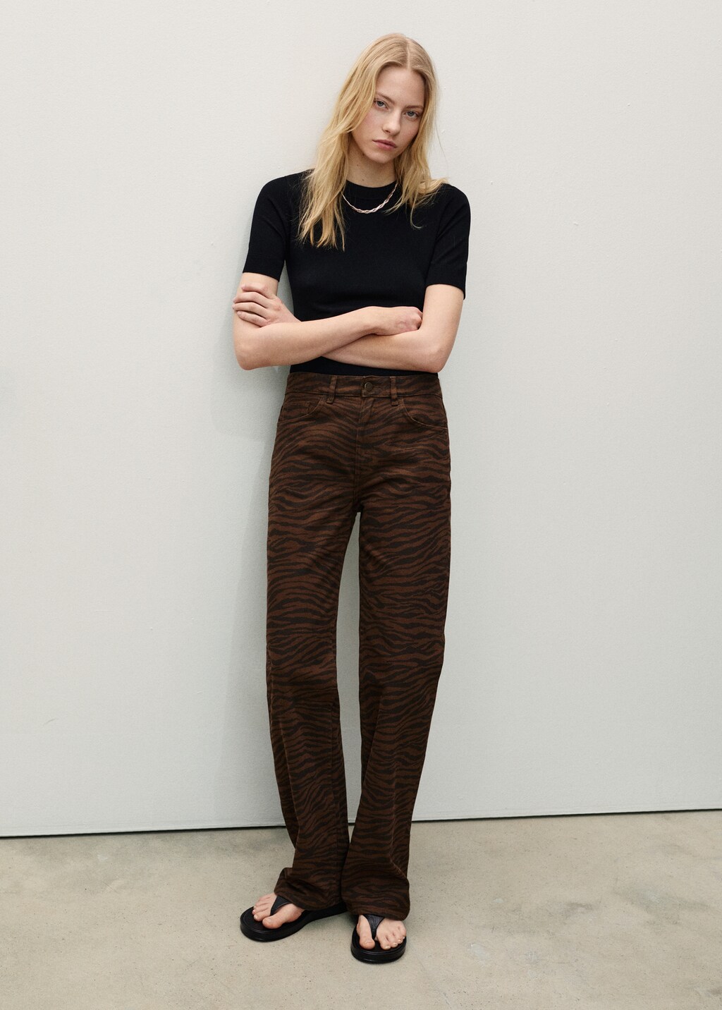 Mango Zebra-print straight-fit jeans