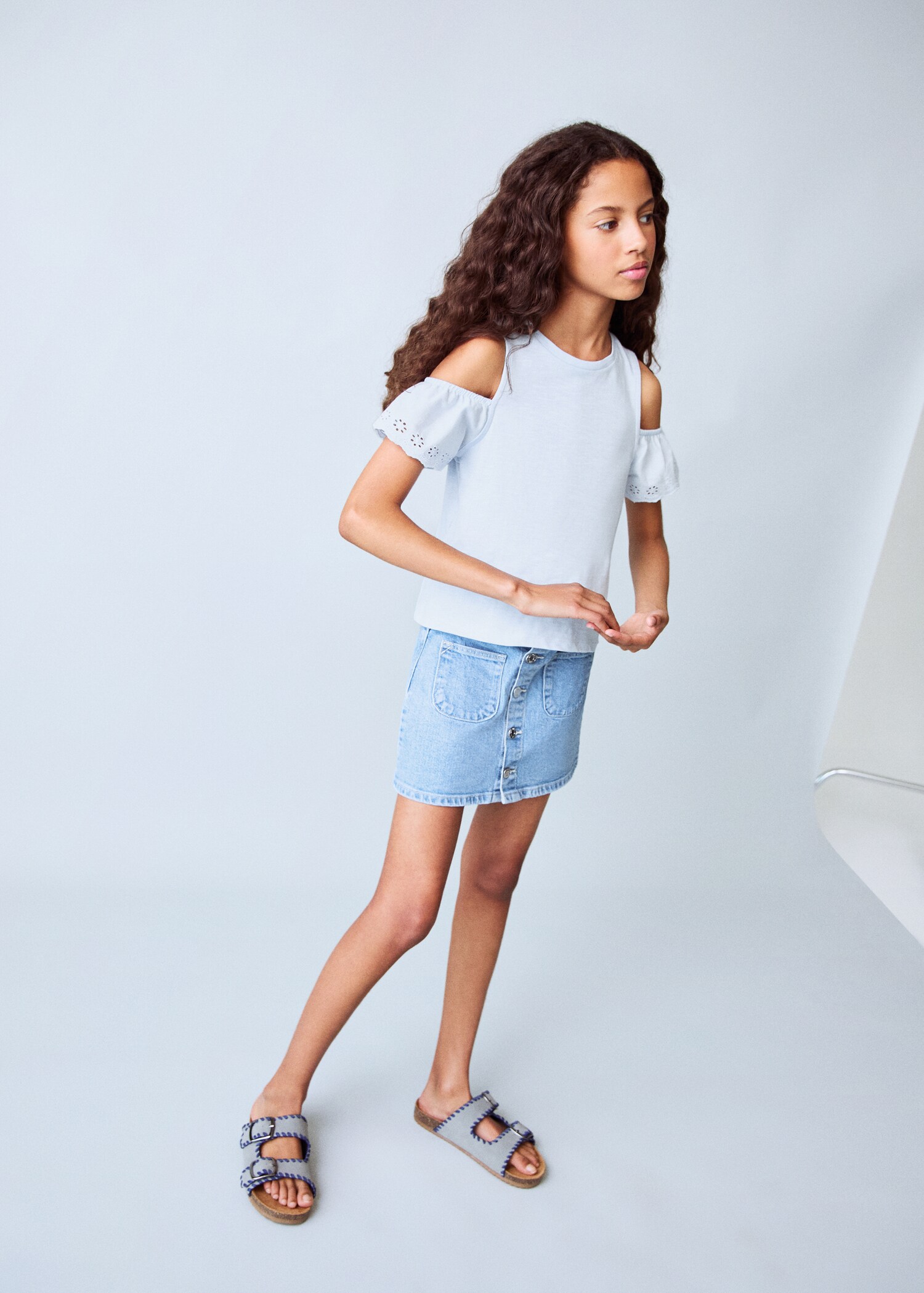 Denim rok met knopen - Overzichtstekening