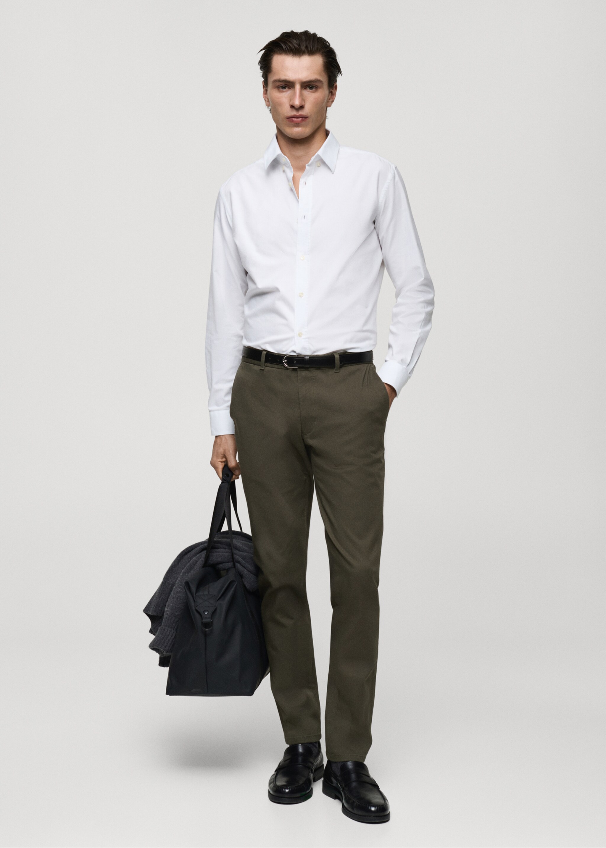 Barna slim-fit twill chino trousers - General plane