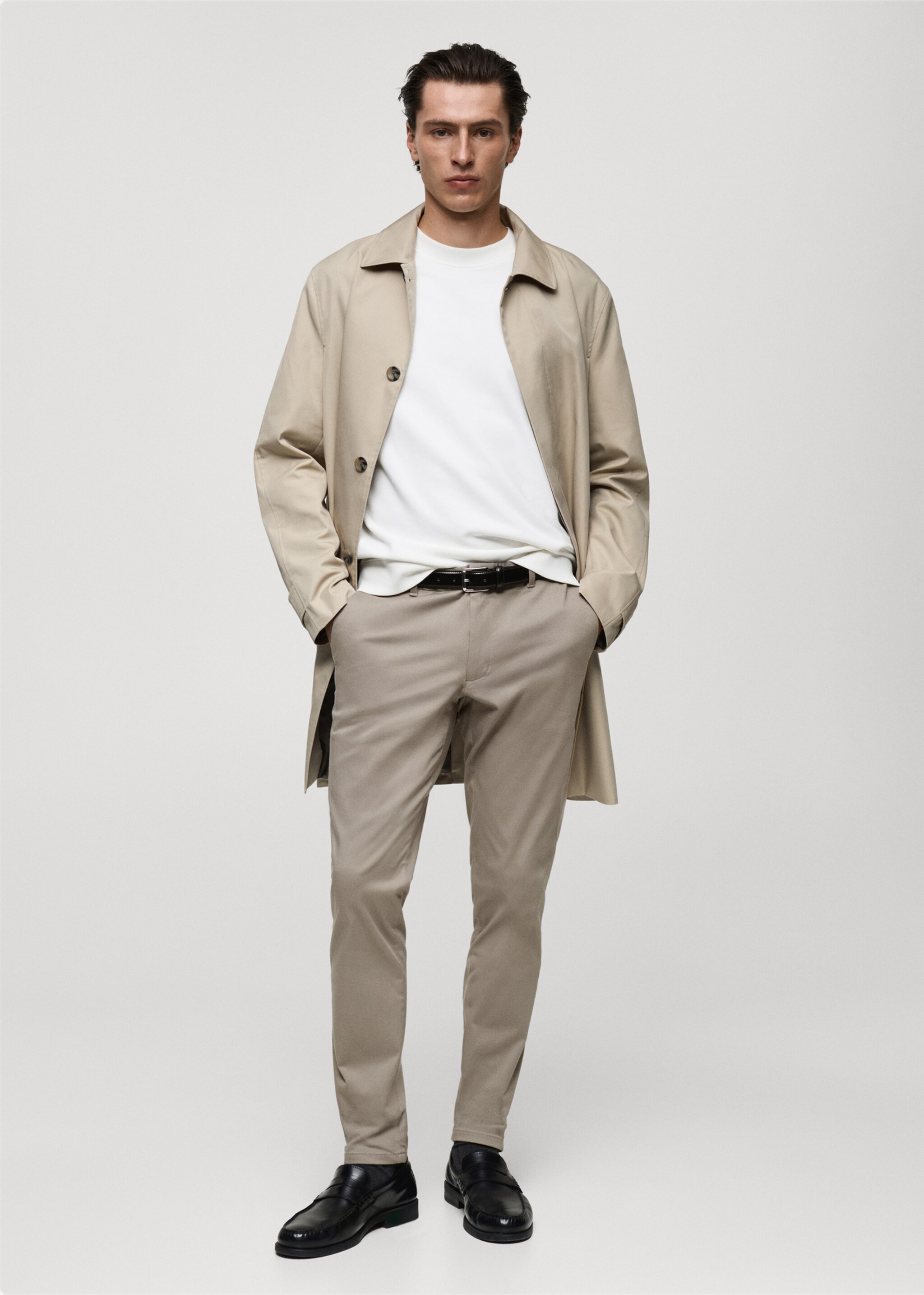 Barna slim-fit twill chino trousers - General plane