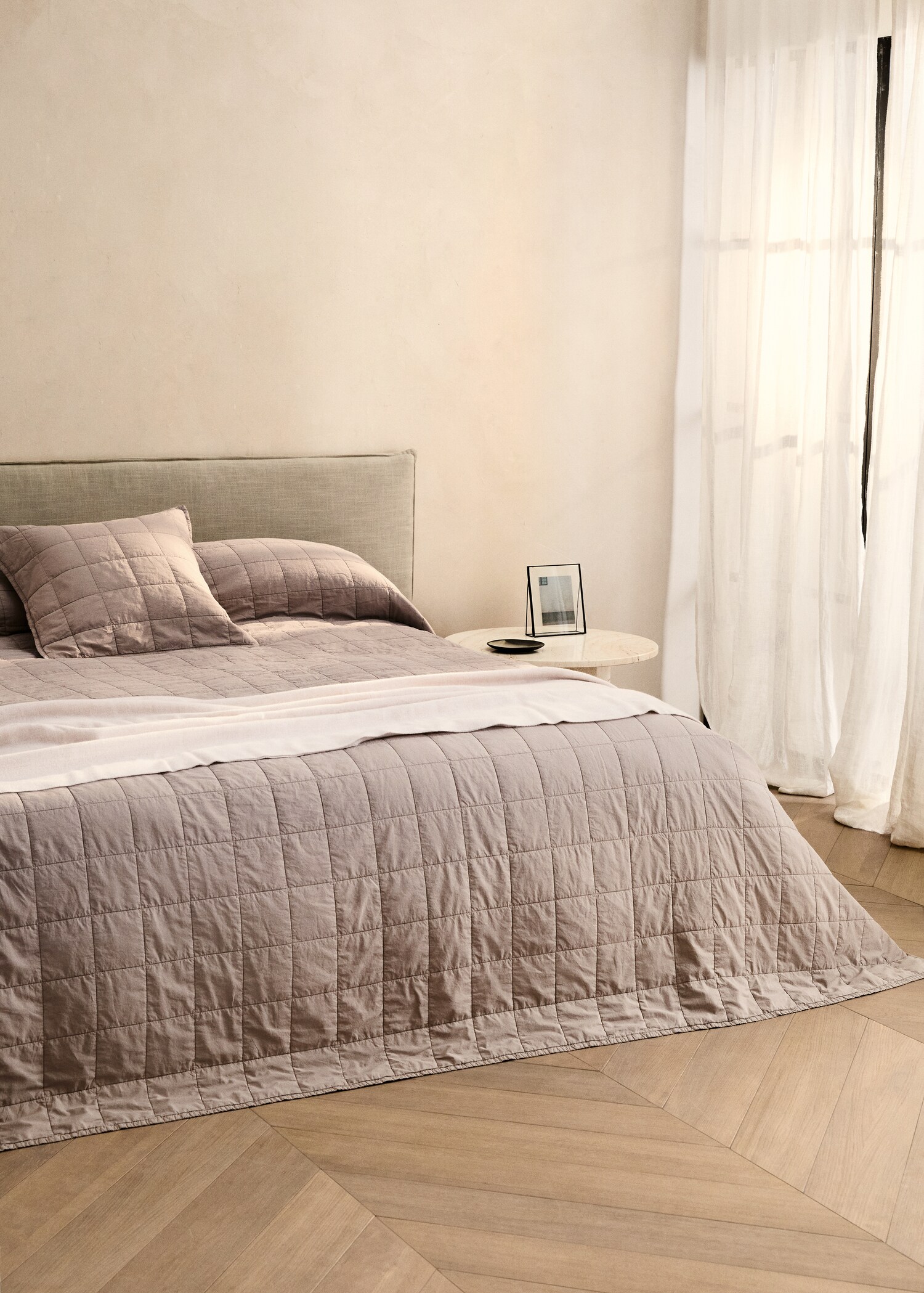 Édredon percale de coton garment-dyed carreaux lit 130/150 cm - Plan général