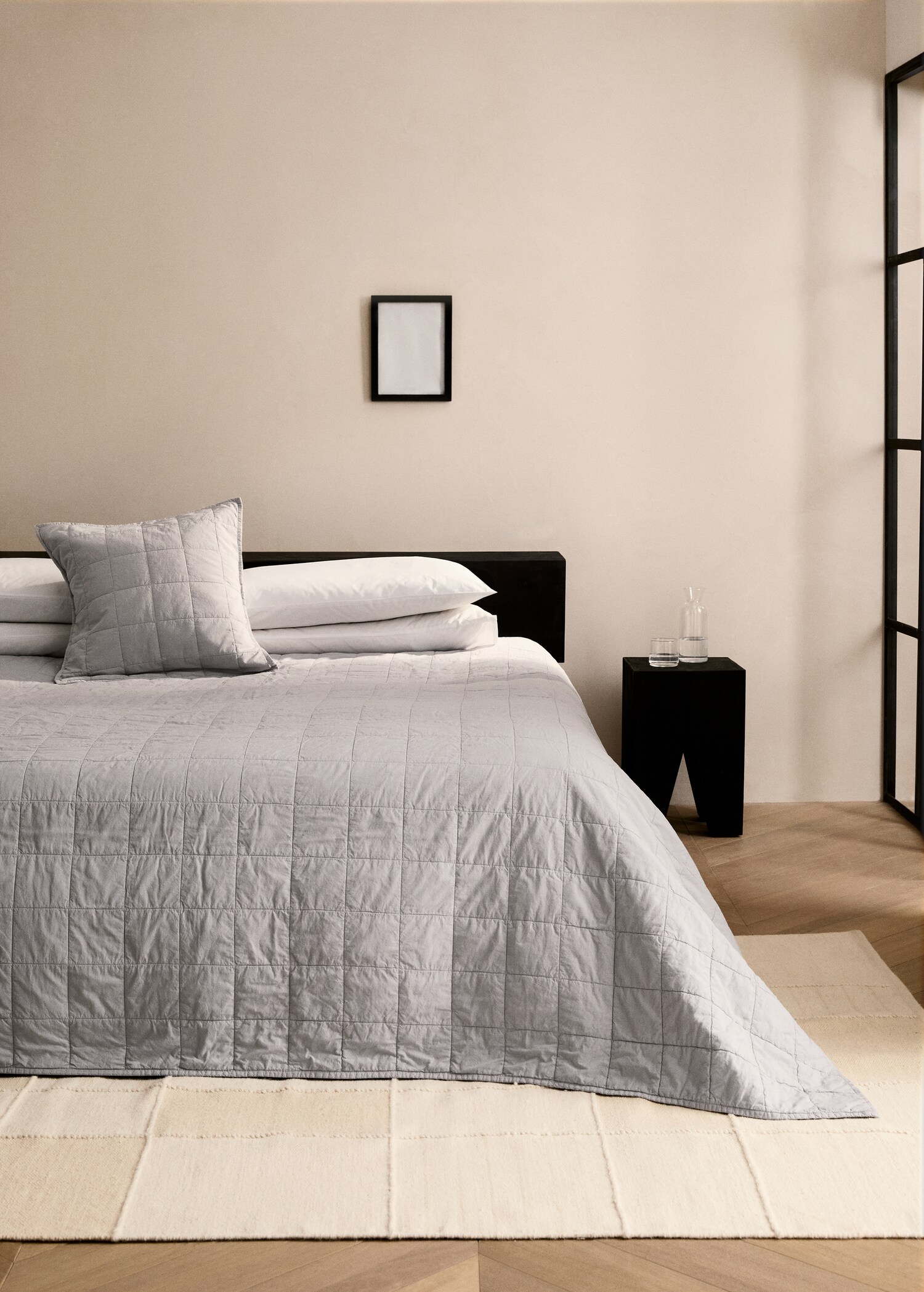 Cotton percale garment-dyed check quilt 130/150 cm bed - General plane