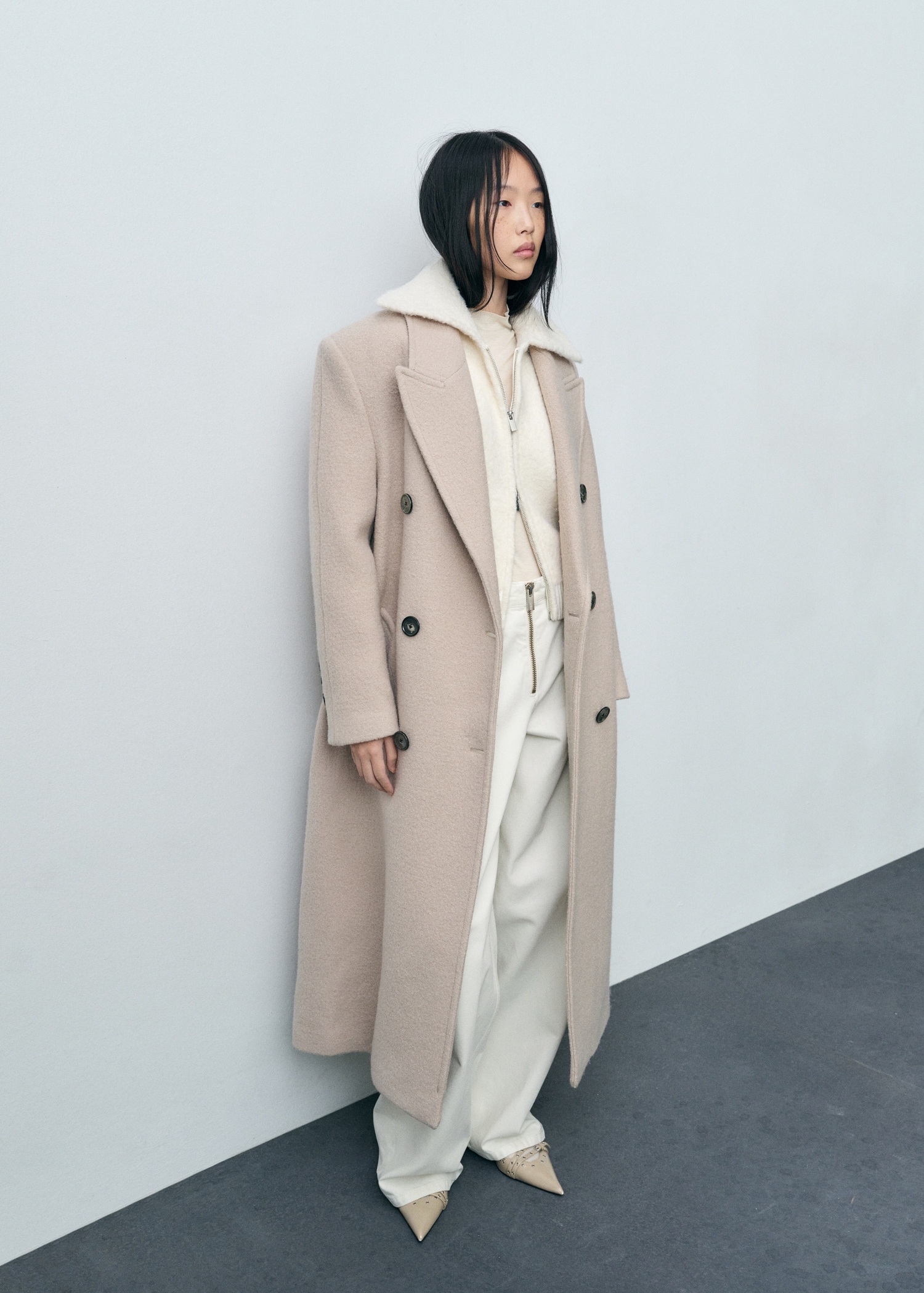 Manteau Laine Veste Bouclette Femme Veste Laine Mélangée Tissu