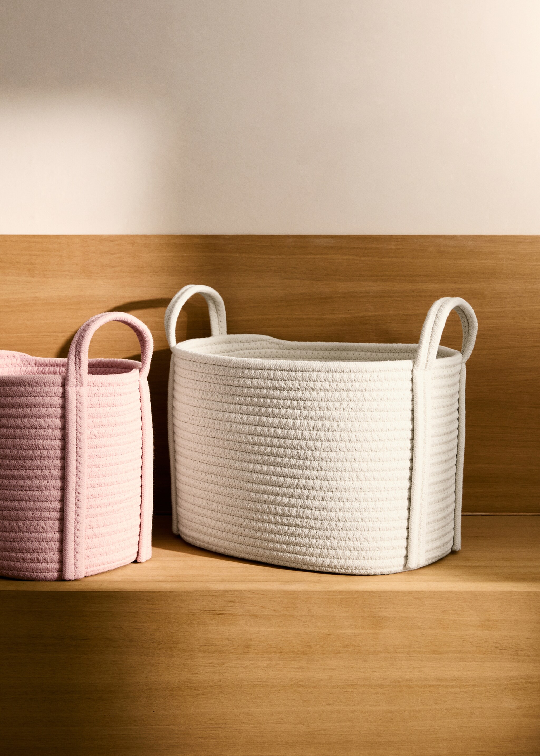 Medium children's cotton basket with handles - General plane
