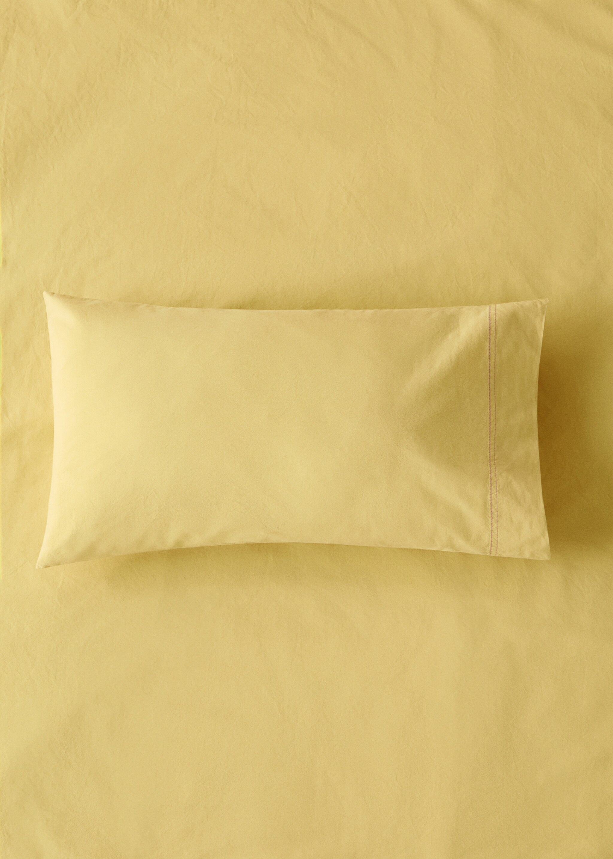 Children's washed cotton double-stitched pillowcase 30x50 cm - General plane, Mustard. Ref: 87053317-00.