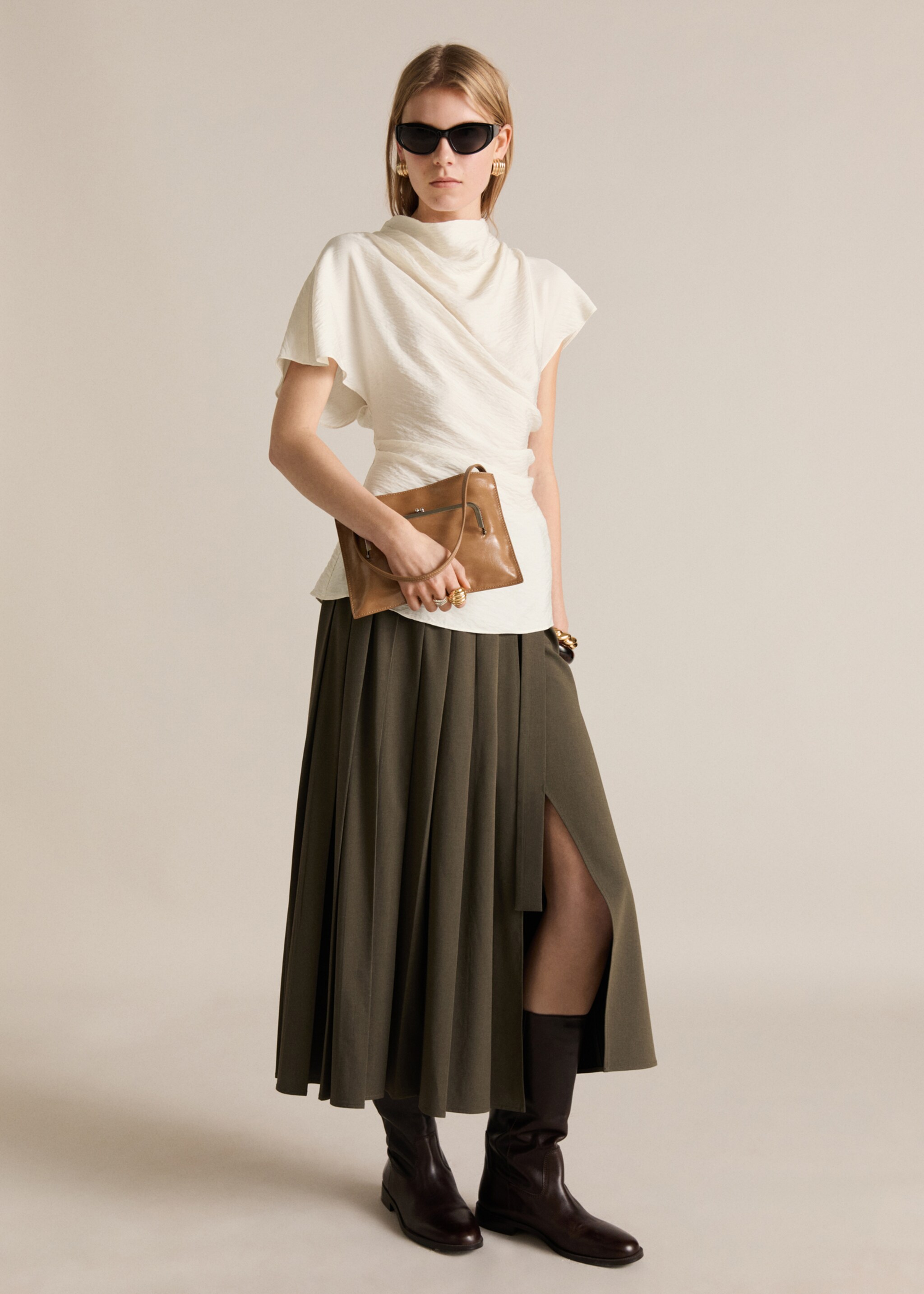 Drapierte Bluse mit Struktur - Allgemeine Ansicht