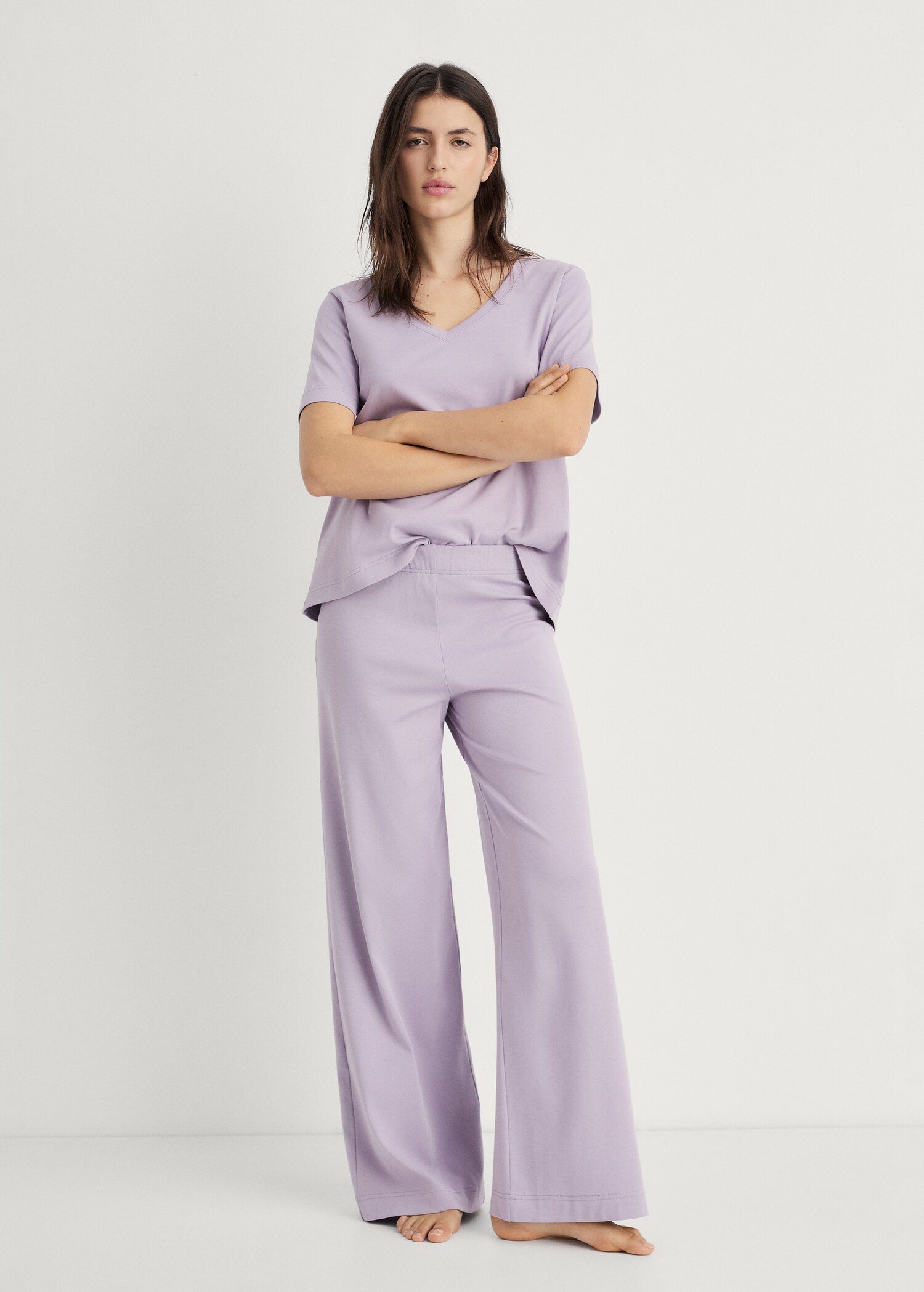 Plain cotton pyjama trousers - General plane