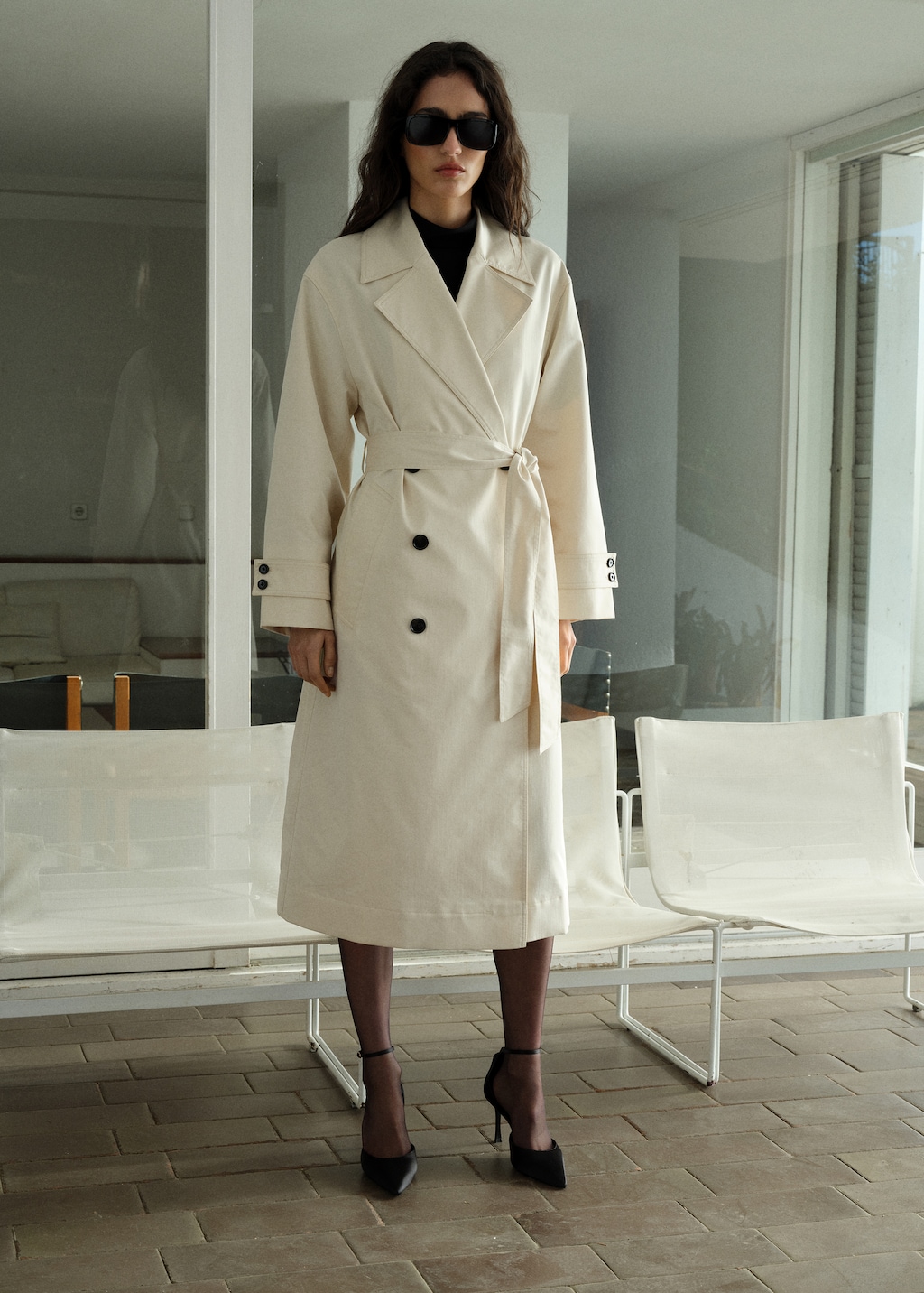 Long oversized double-breasted trench coat - Women | MANGO USA Long oversized double-breasted trench coat - Women | MANGO USA