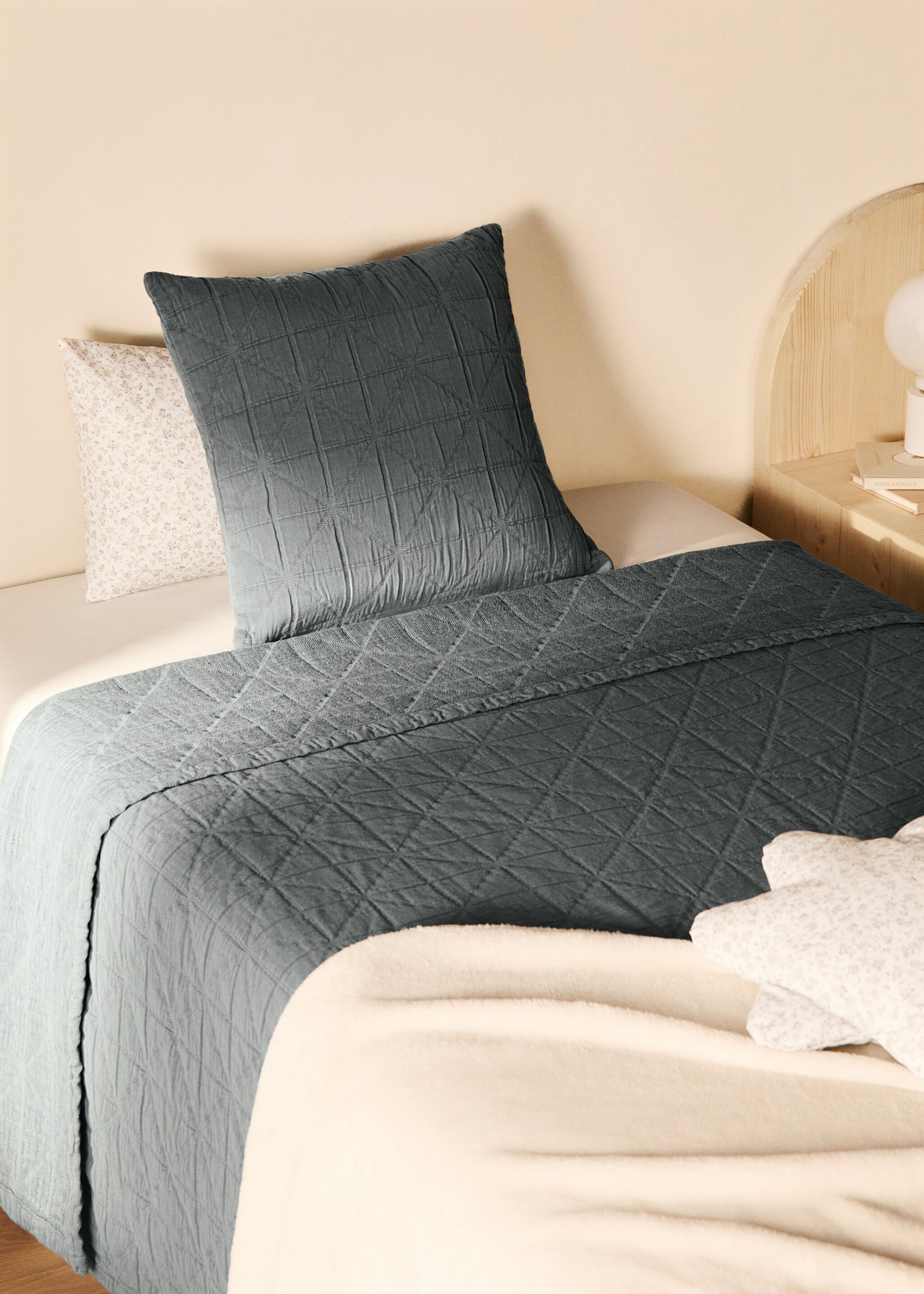 Tagesdecke aus Baumwolle mit Jacquard-Rautenmuster für 90/105 cm Kinderbett - Allgemeine Ansicht