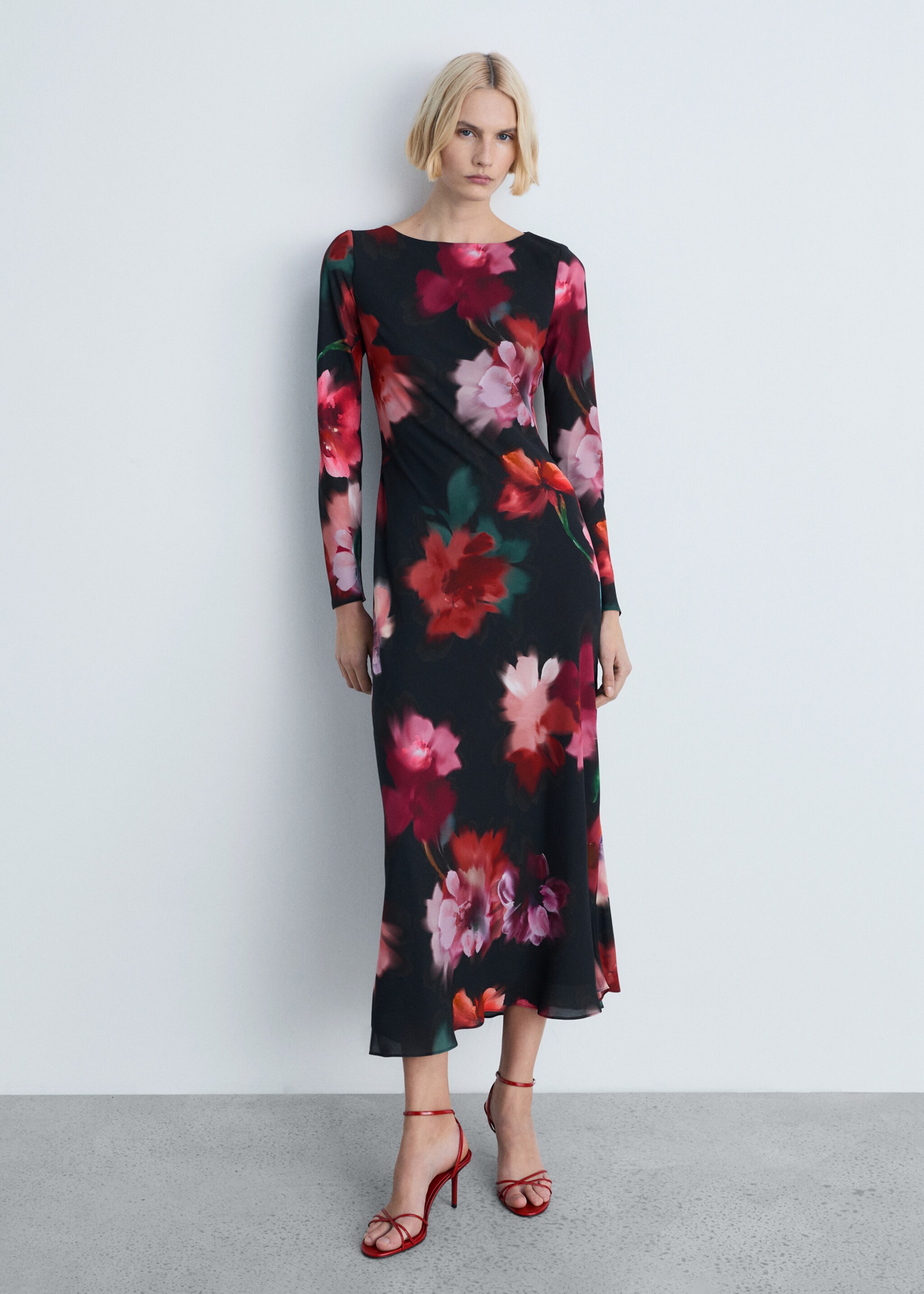 Floral-print midi-dress - General plane