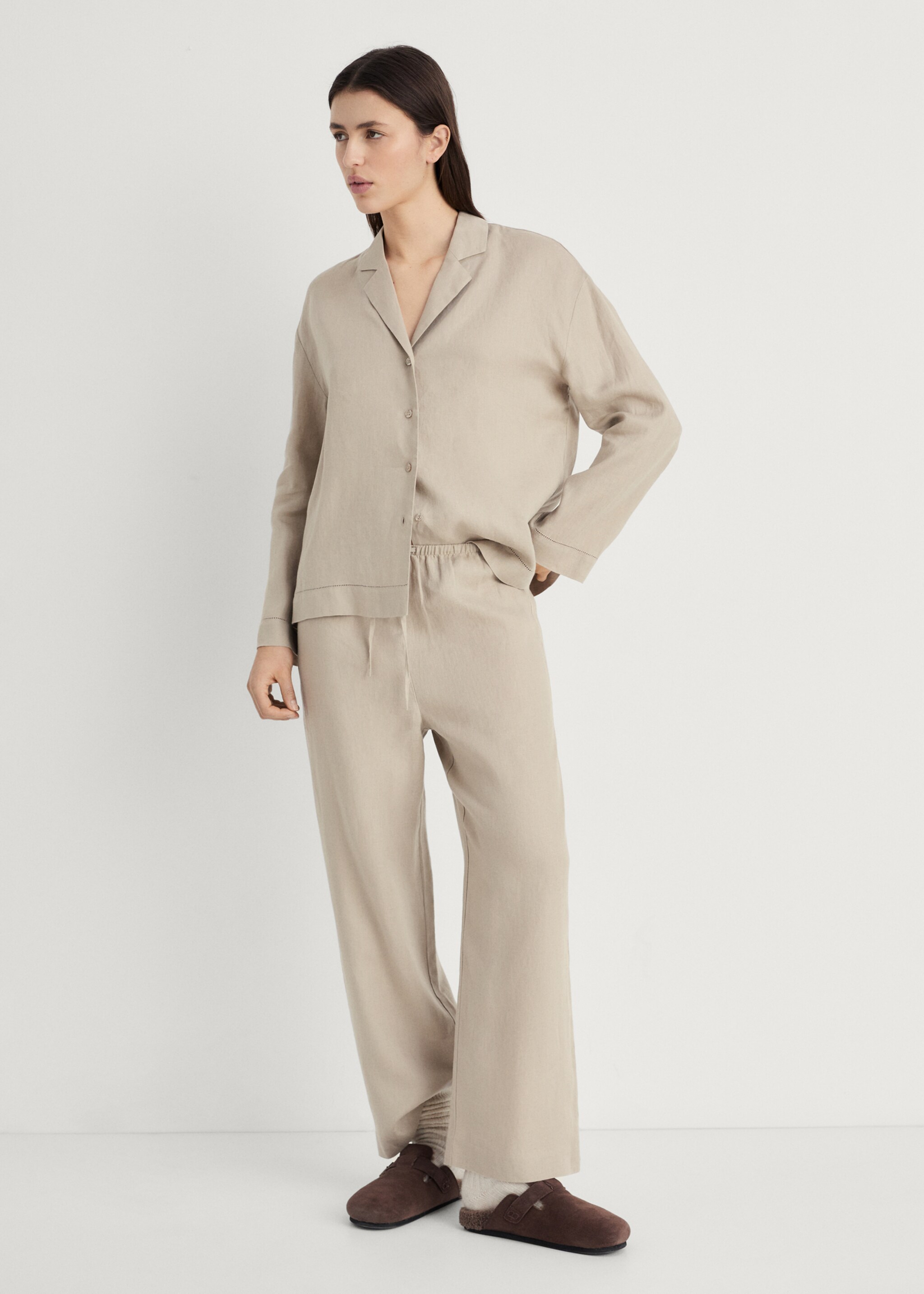 Linen-blend trousers - General plane