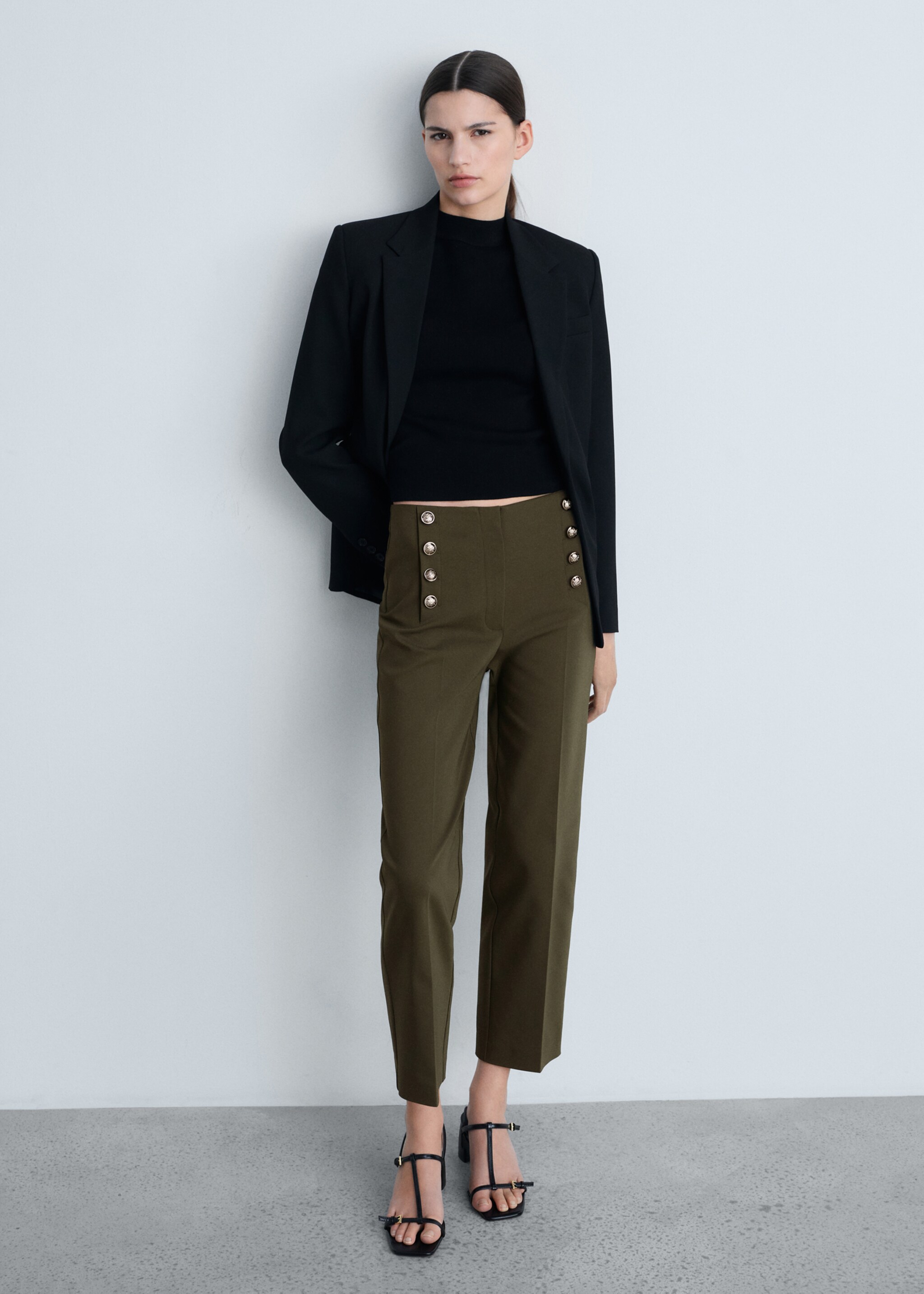 Straight trousers with jewel buttons - General plane
