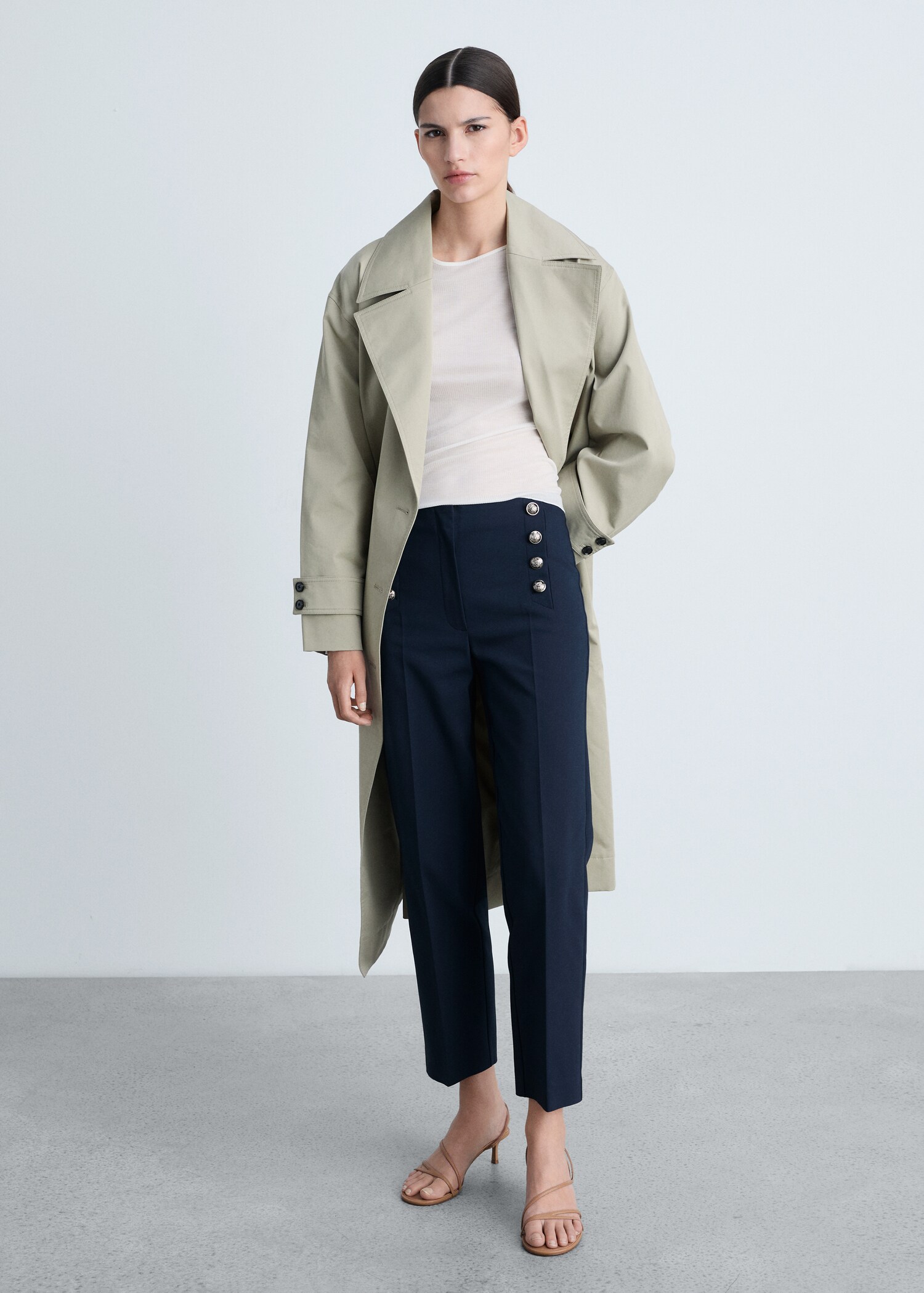 Straight trousers with jewel buttons - General plane